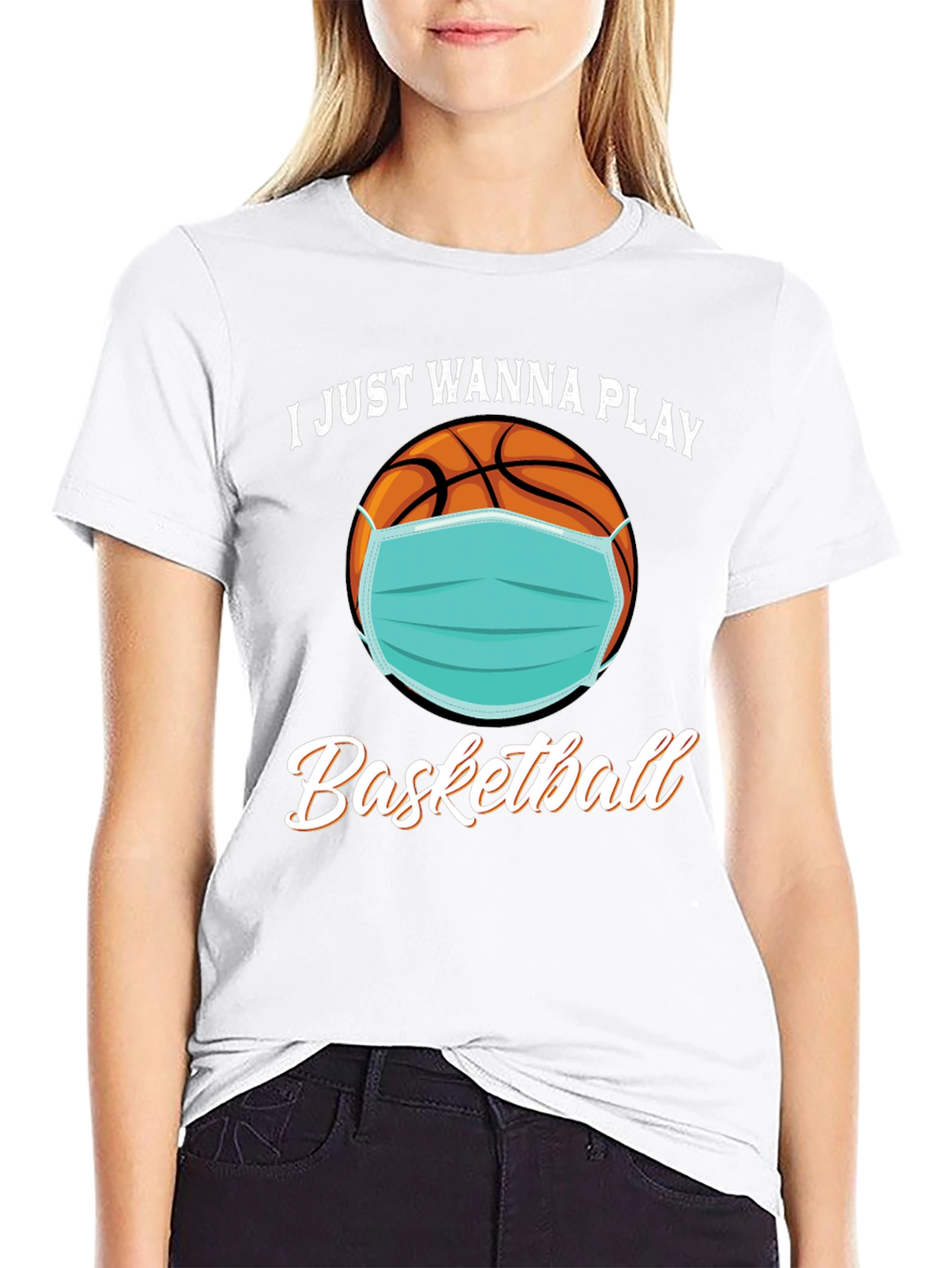 I Just Wanna Play Basketball T-Shirt with Mask