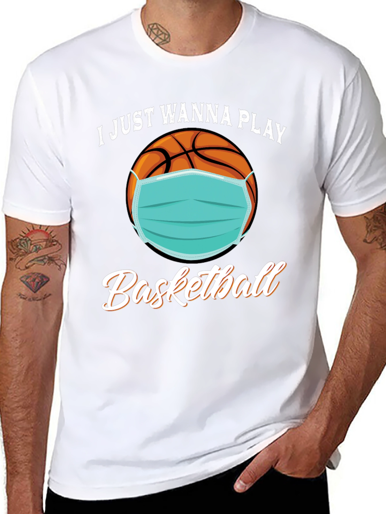 I Just Wanna Play Basketball T-Shirt with Mask