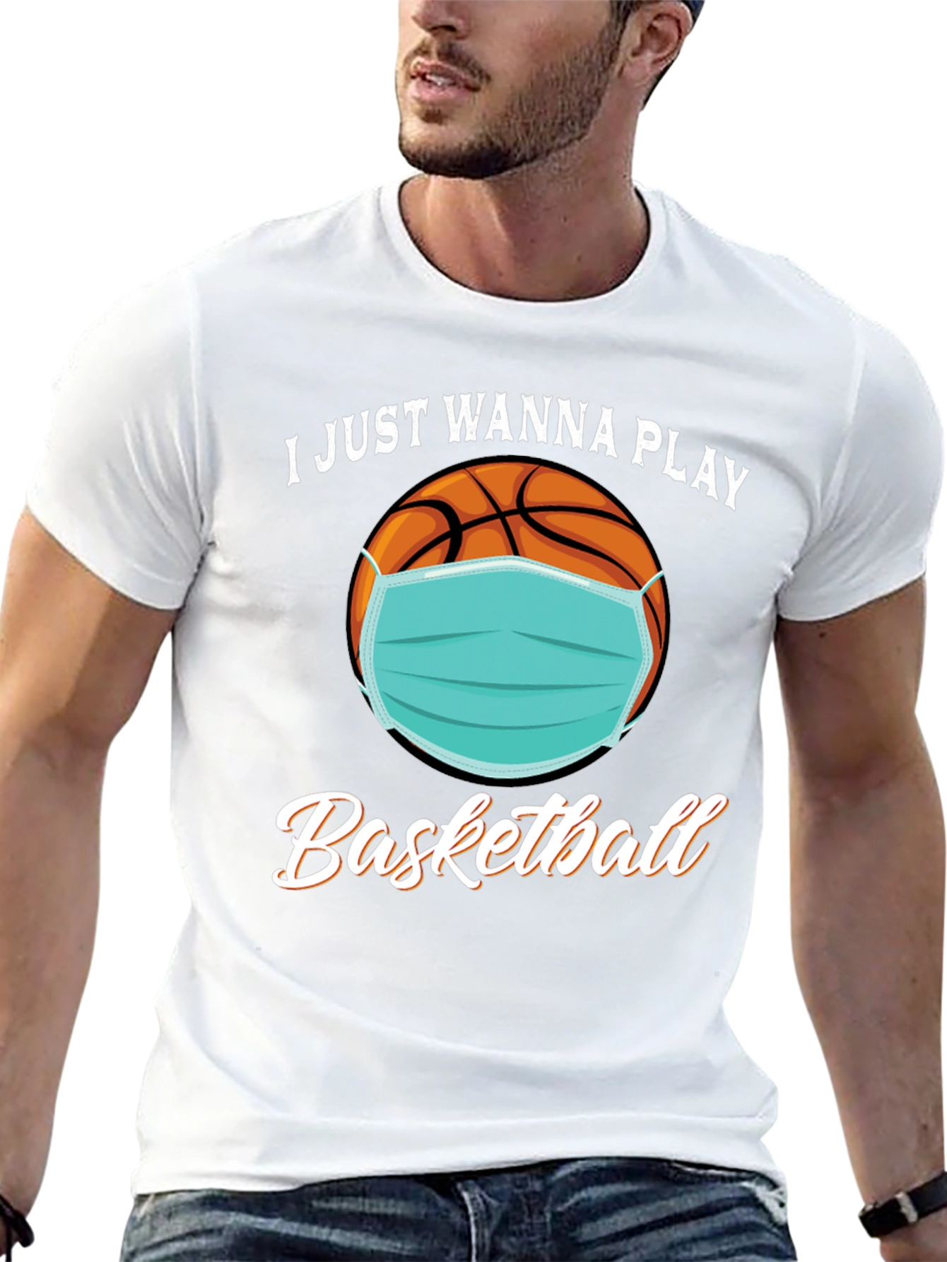 I Just Wanna Play Basketball T-Shirt with Mask