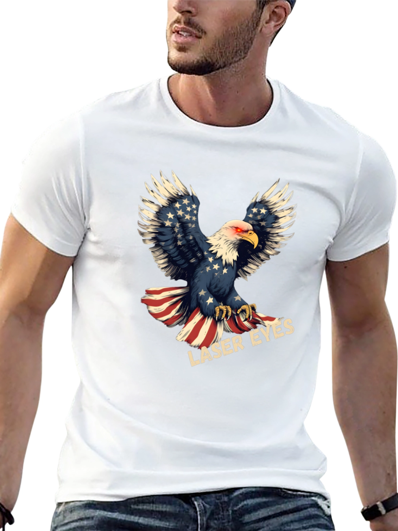 Laser Eyes Eagle Patriotic T-Shirt
