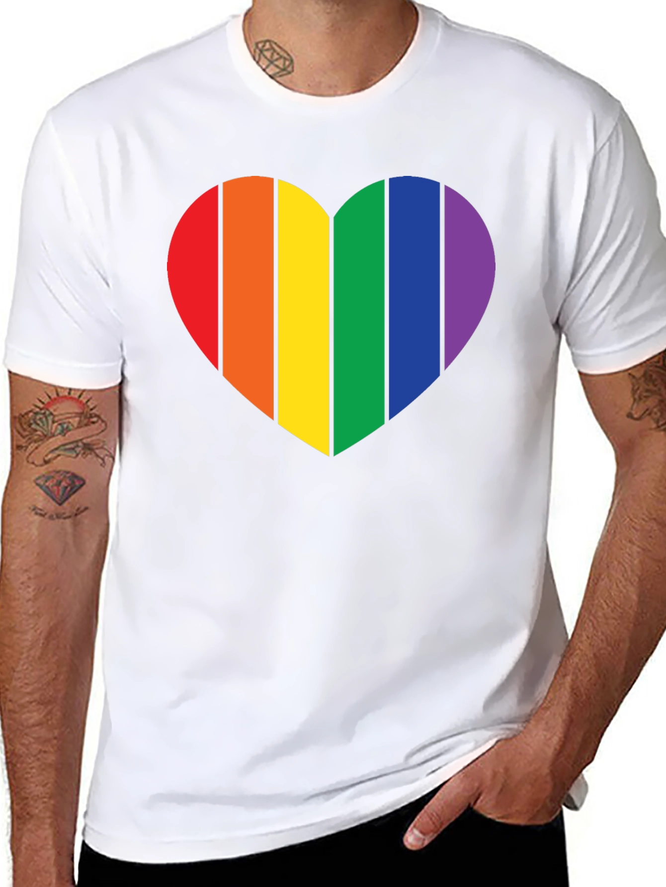 Pride Heart Graphic Tee - Black Cotton Blend