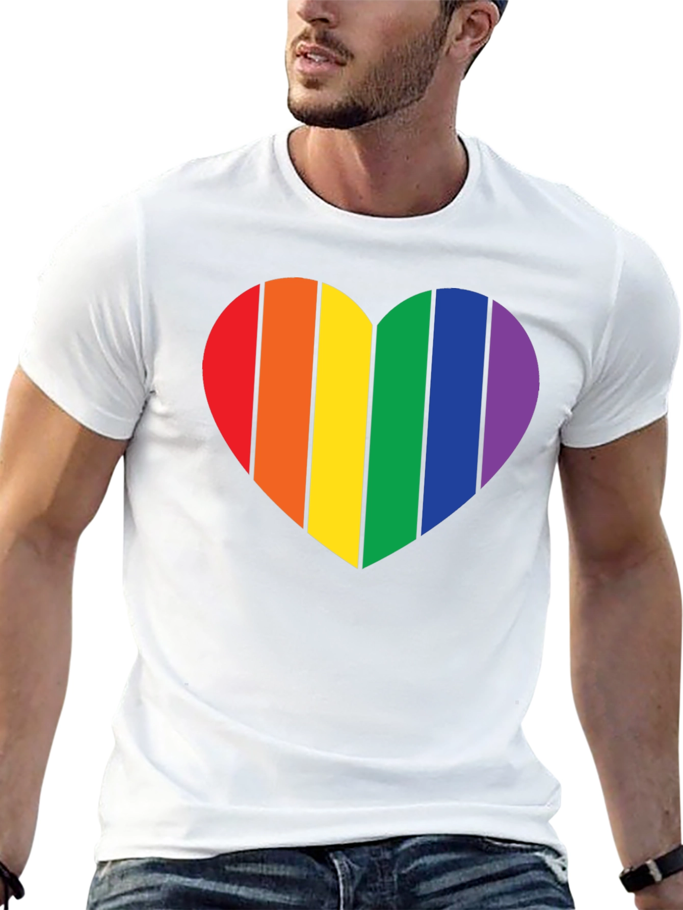 Pride Heart Graphic Tee - Black Cotton Blend