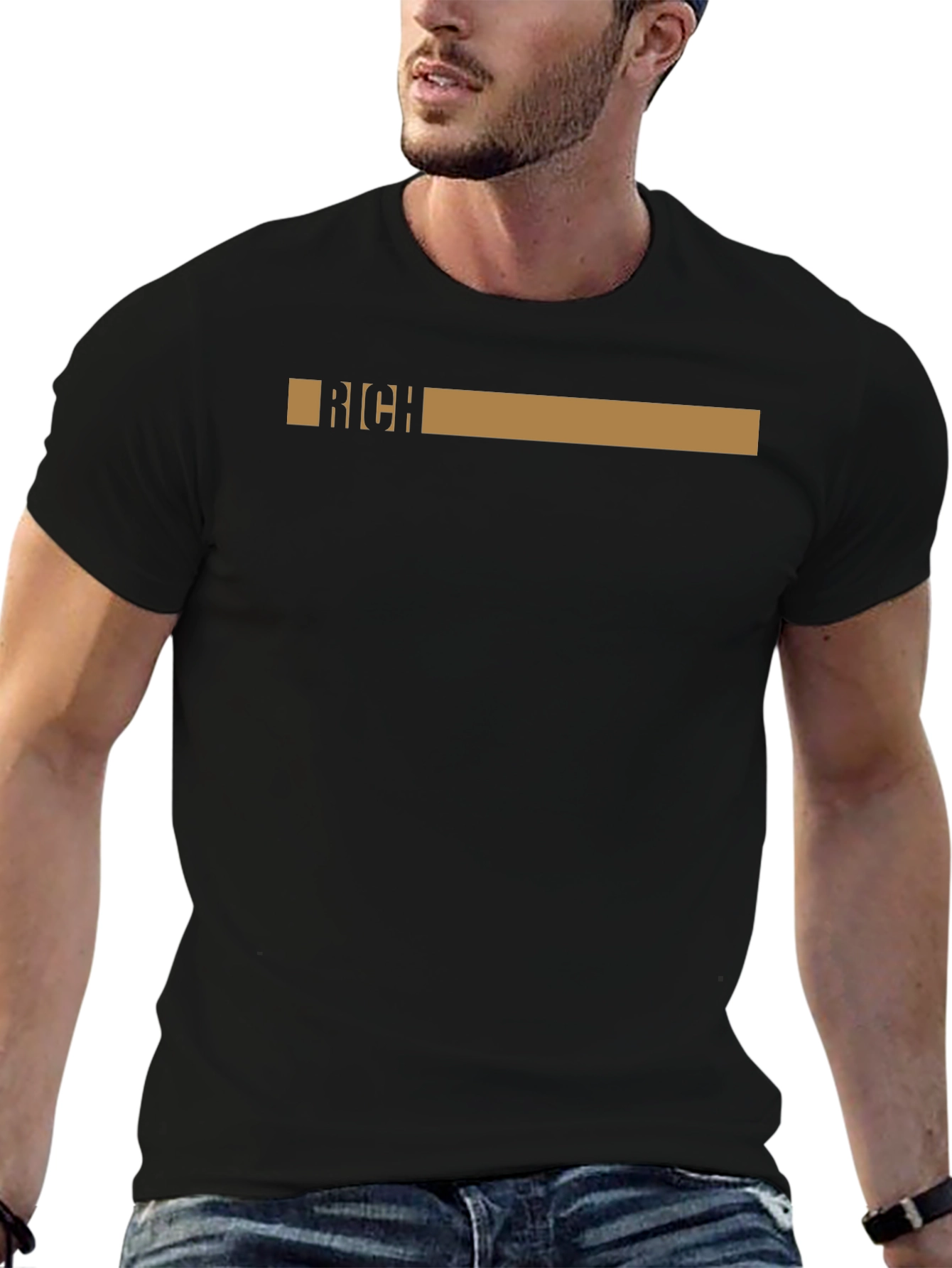 Rich Graphic Print Black T-Shirt
