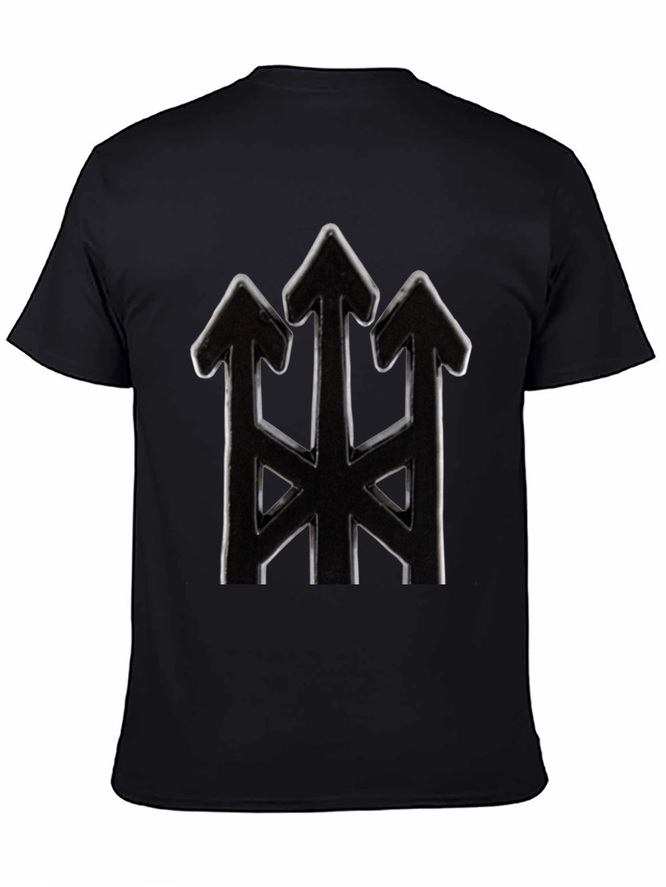 Stylized Trident Graphic Black T-Shirt
