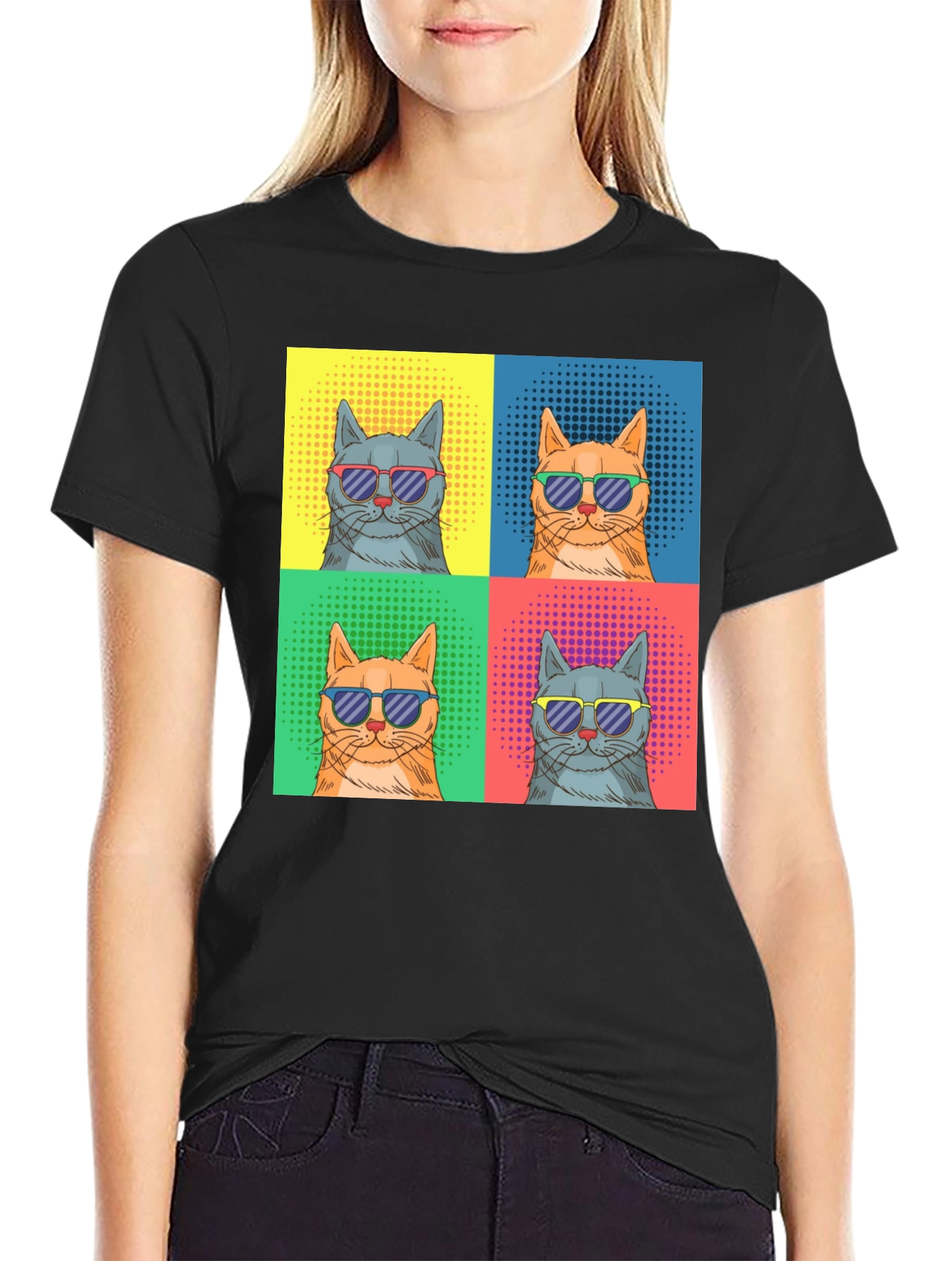 Cool Cats Graphic Tee - Retro Pop Art Style