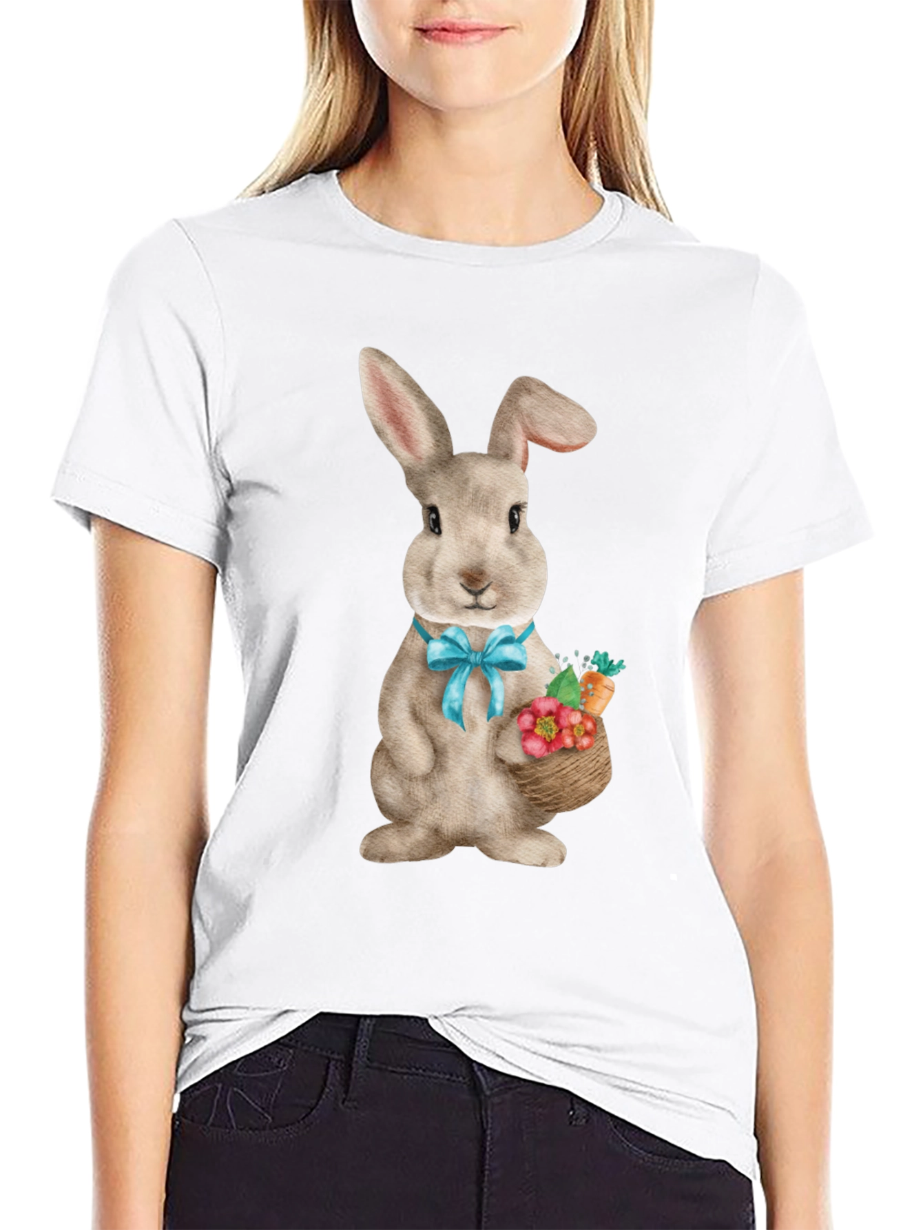 Easter Bunny T-Shirt Cute Rabbit with Basket
