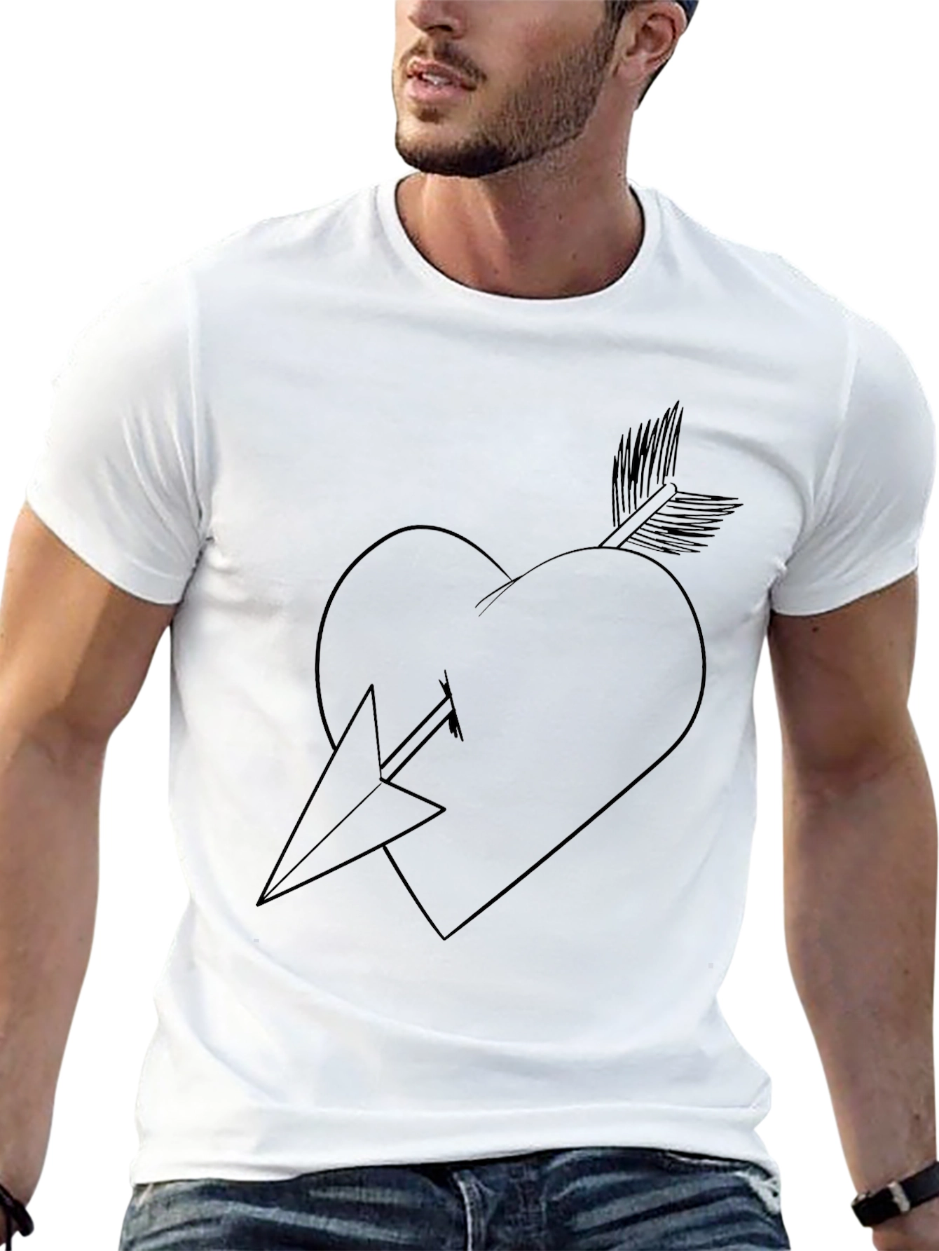 Heart Arrow Graphic Black Tee