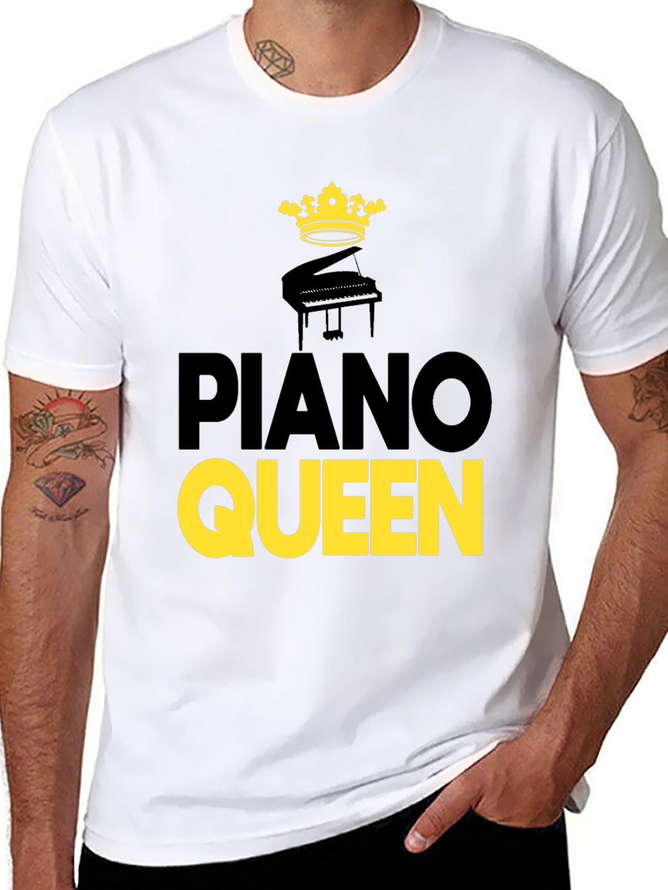 Piano Queen Graphic Tee - Black Cotton T-Shirt