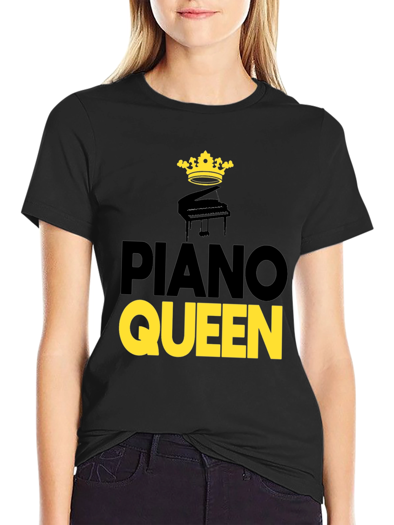Piano Queen Graphic Tee - Black Cotton T-Shirt