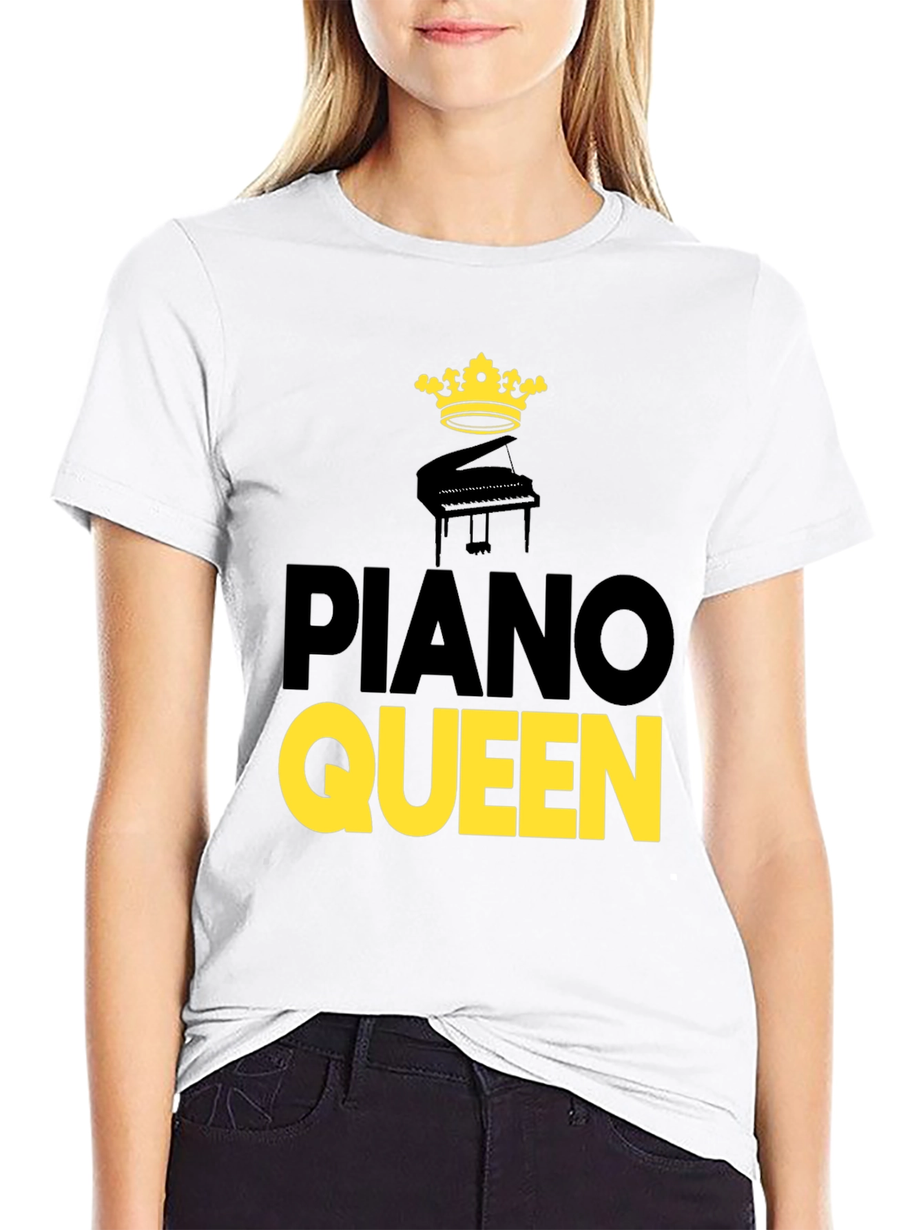 Piano Queen Graphic Tee - Black Cotton T-Shirt