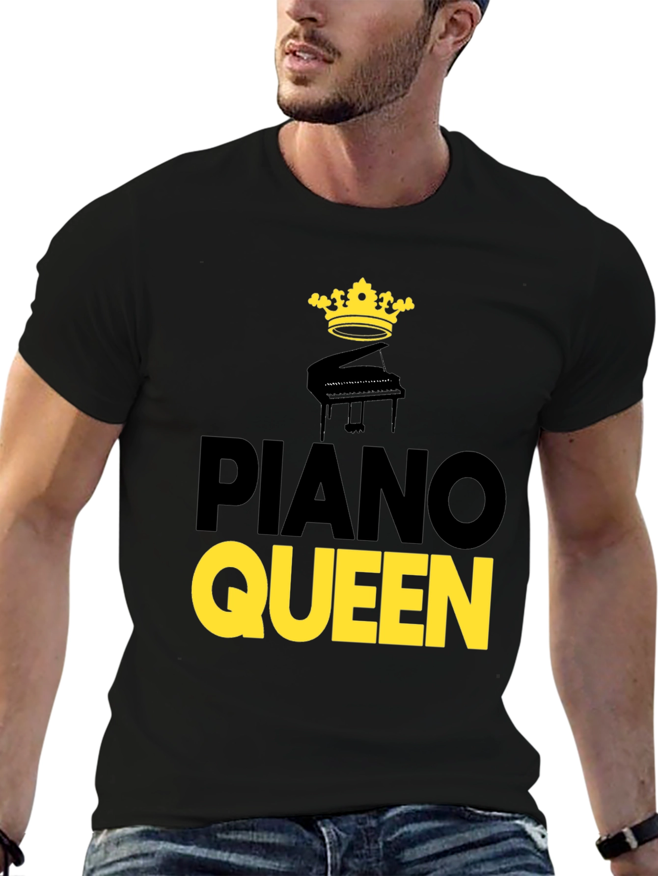 Piano Queen Graphic Tee - Black Cotton T-Shirt