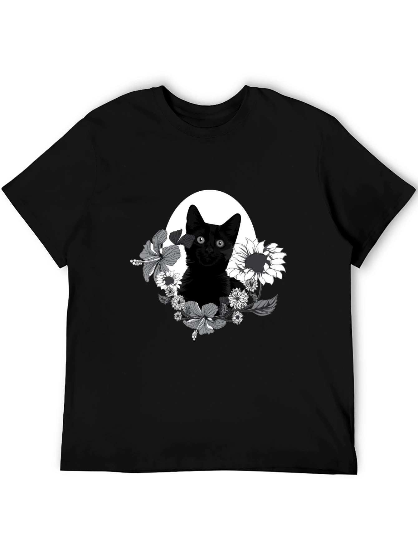 Black Cat Floral T-Shirt