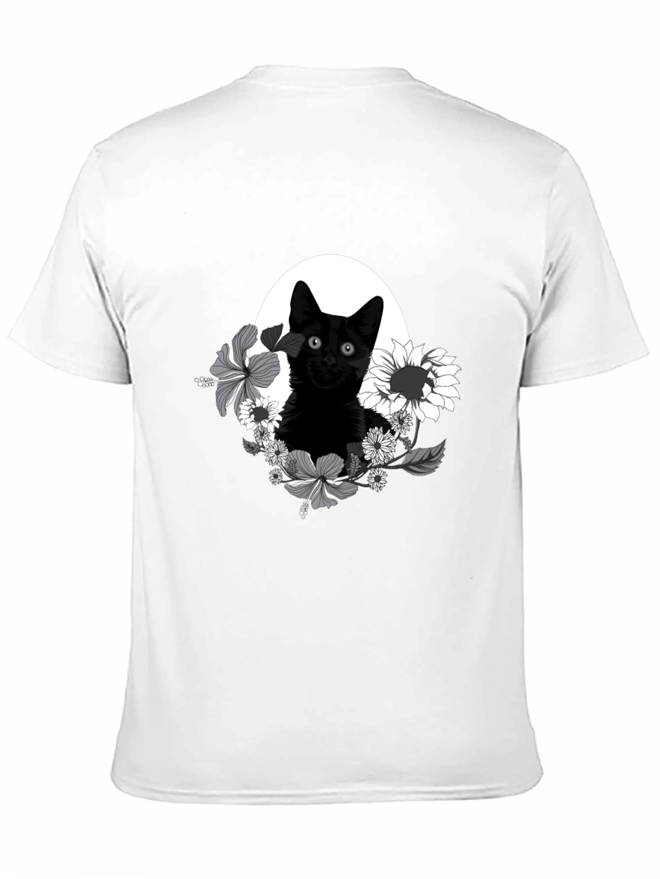 Black Cat Floral T-Shirt