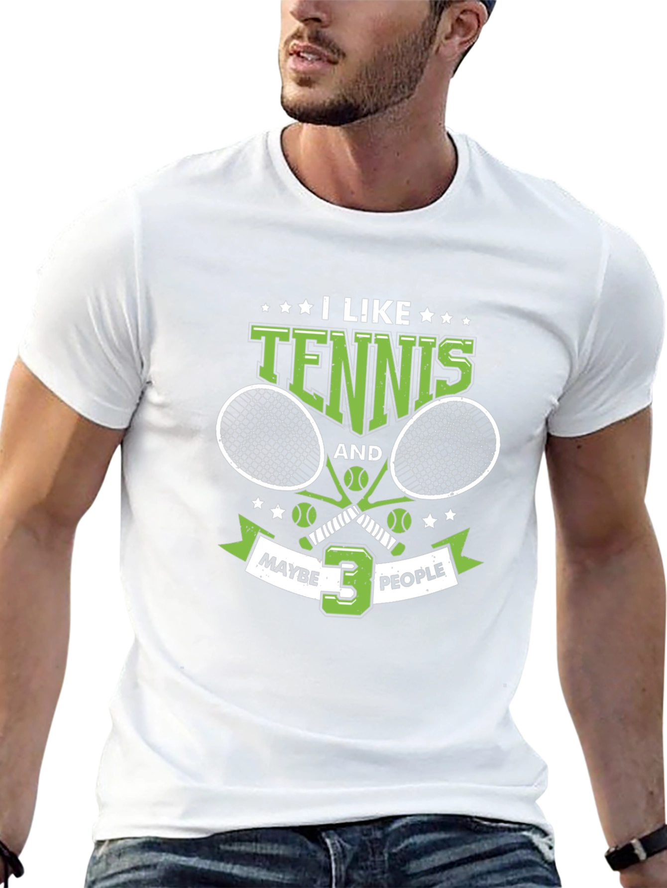 I Like Tennis and Maybe 3 People Black T-Shirt