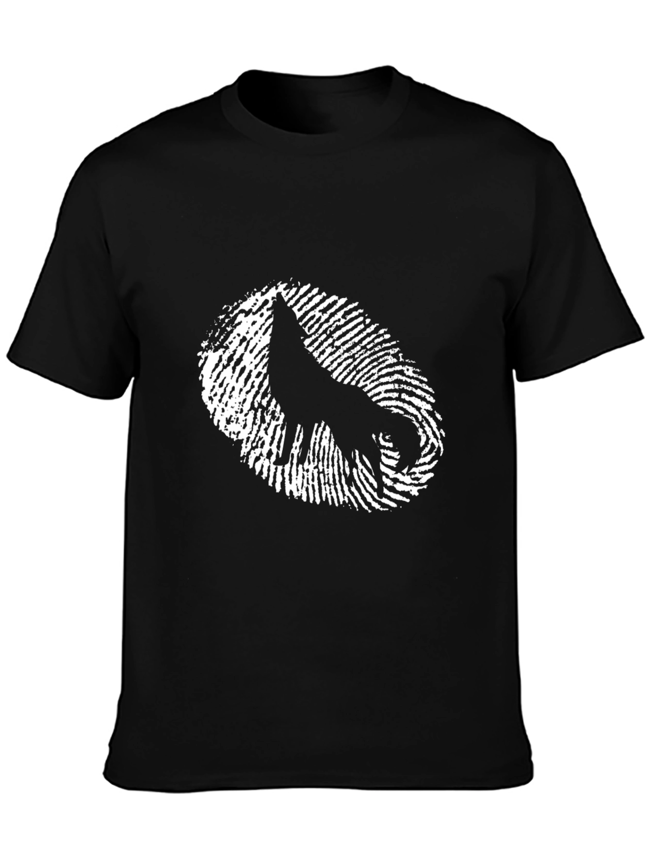 Wolf Fingerprint Graphic Tee - Cool Black T-Shirt