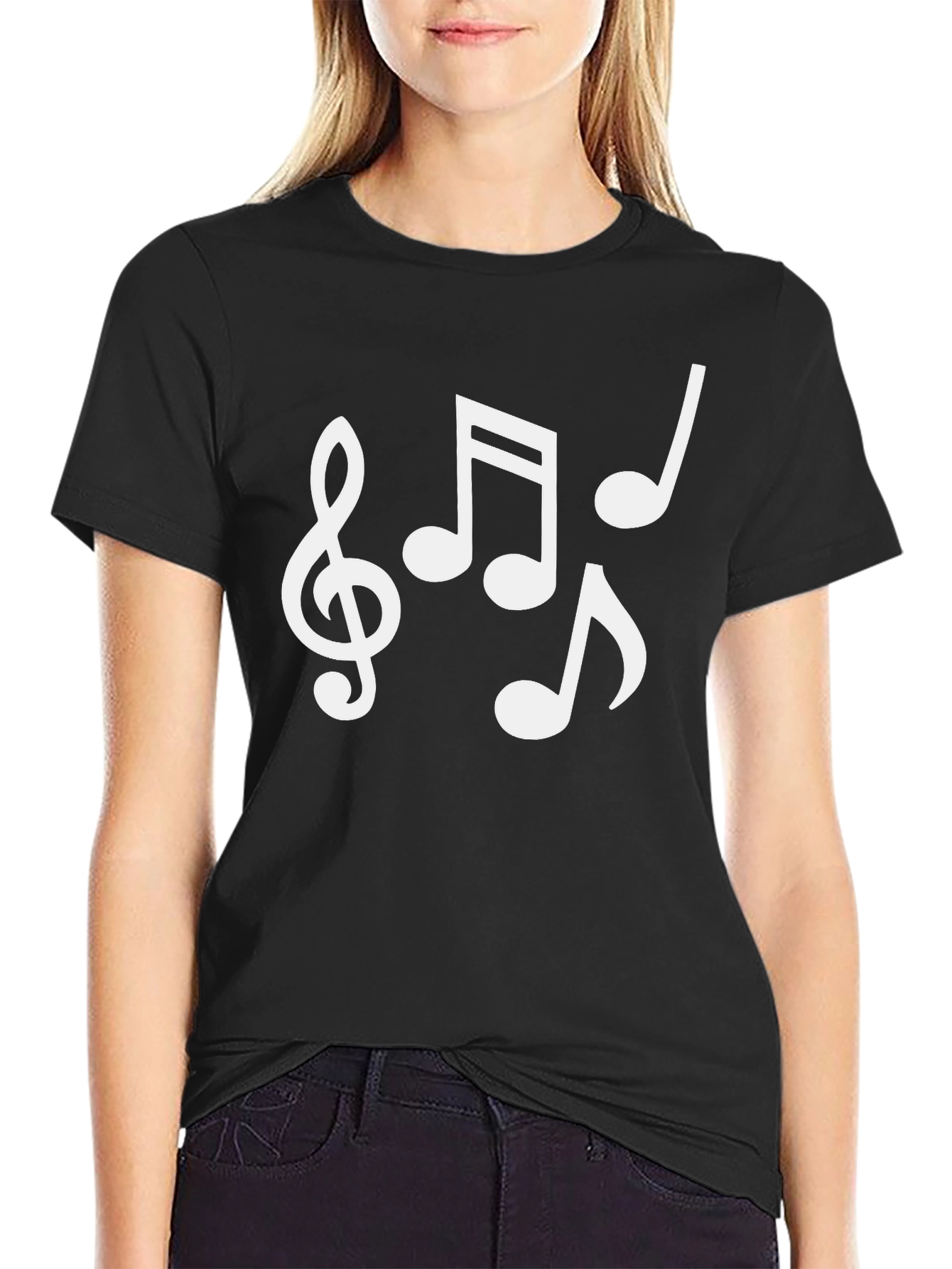 Musical Notes Graphic T-Shirt - Black