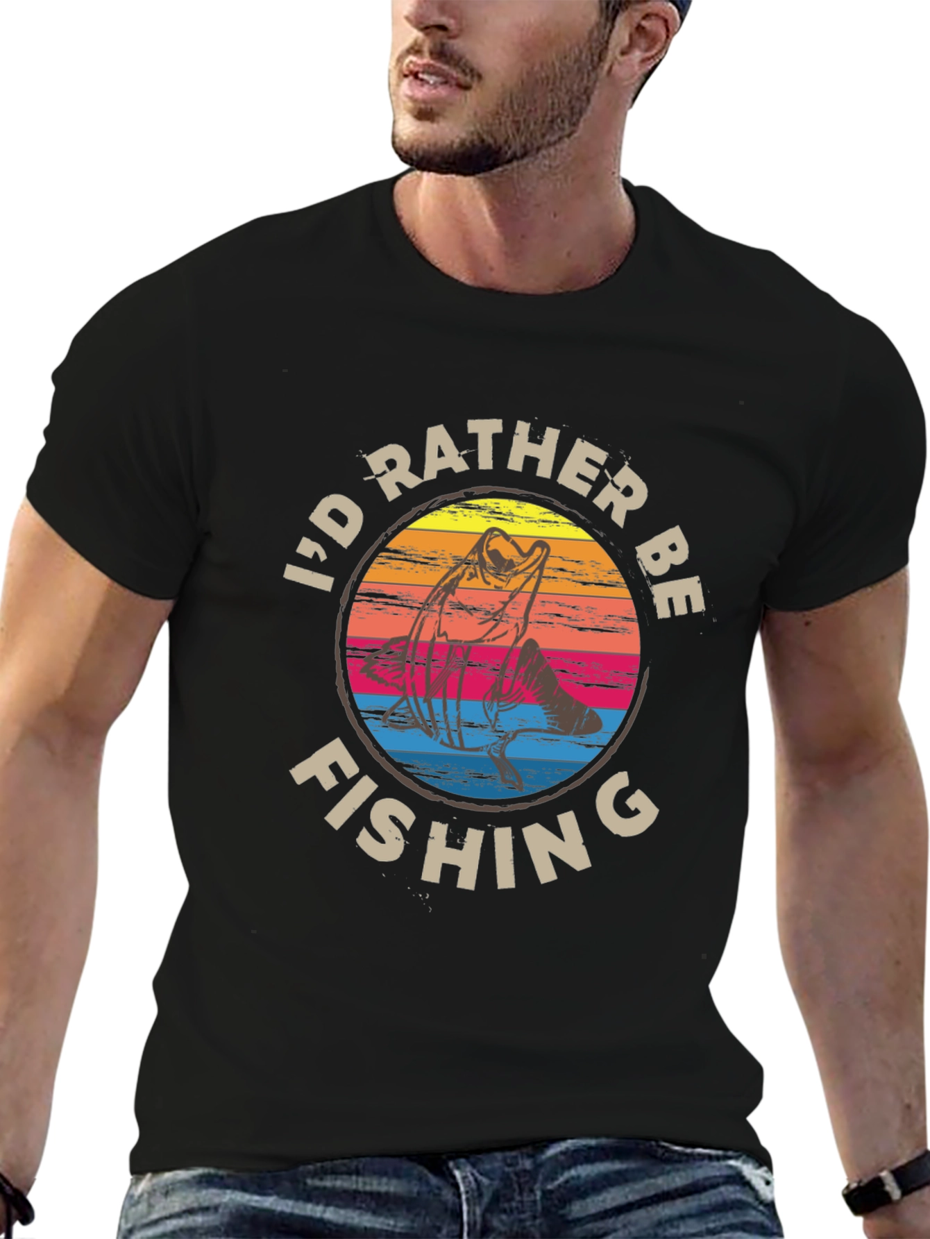 Id Rather Be Fishing Graphic Tee - Black