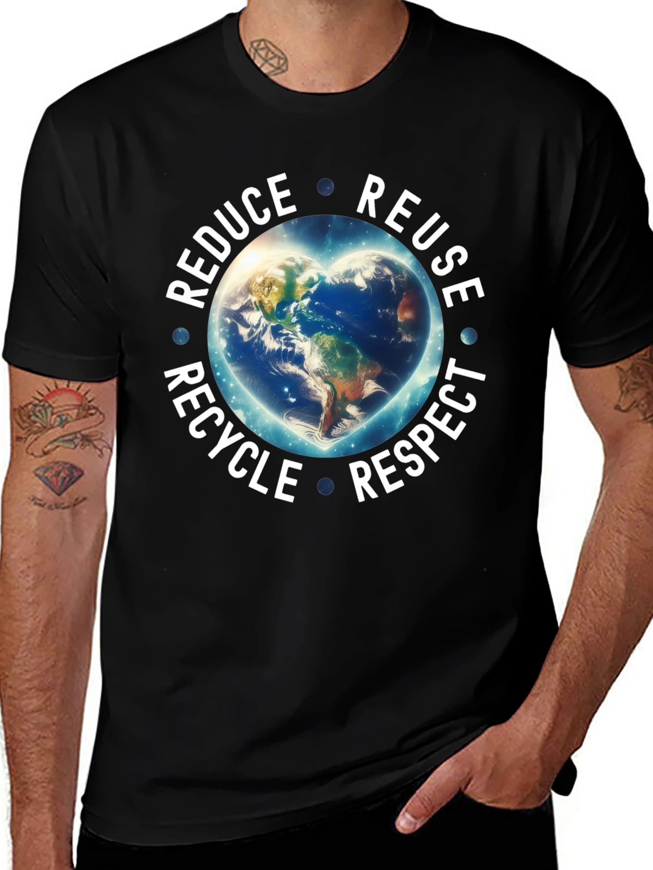 Earth Heart T-Shirt - Reduce Reuse Recycle Respect