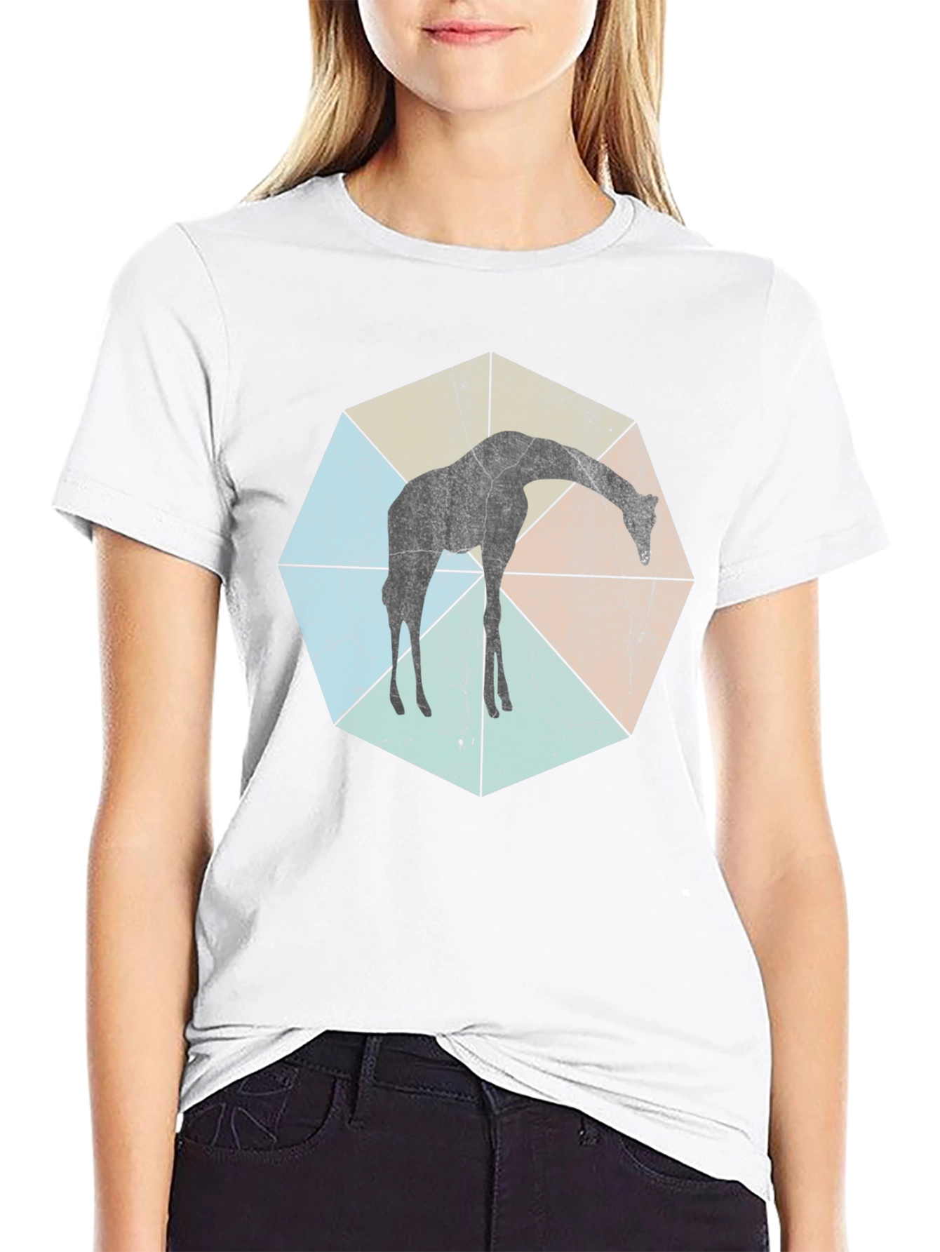 Geometric Giraffe T-Shirt - Unisex Black Tee