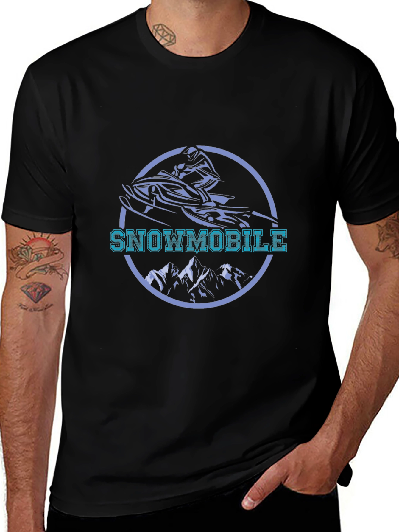 Snowmobile Graphic Tee - Black Cotton Blend