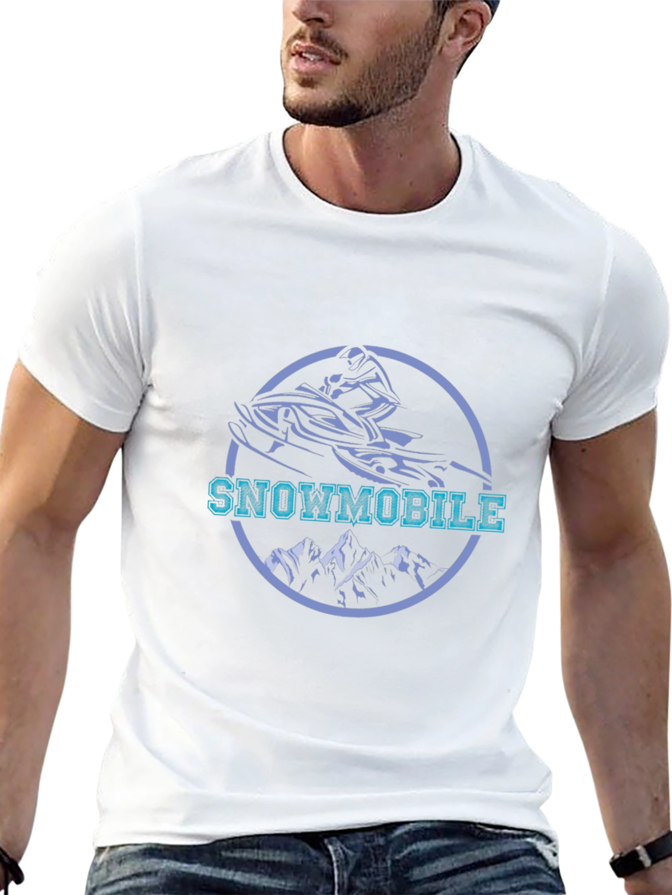 Snowmobile Graphic Tee - Black Cotton Blend