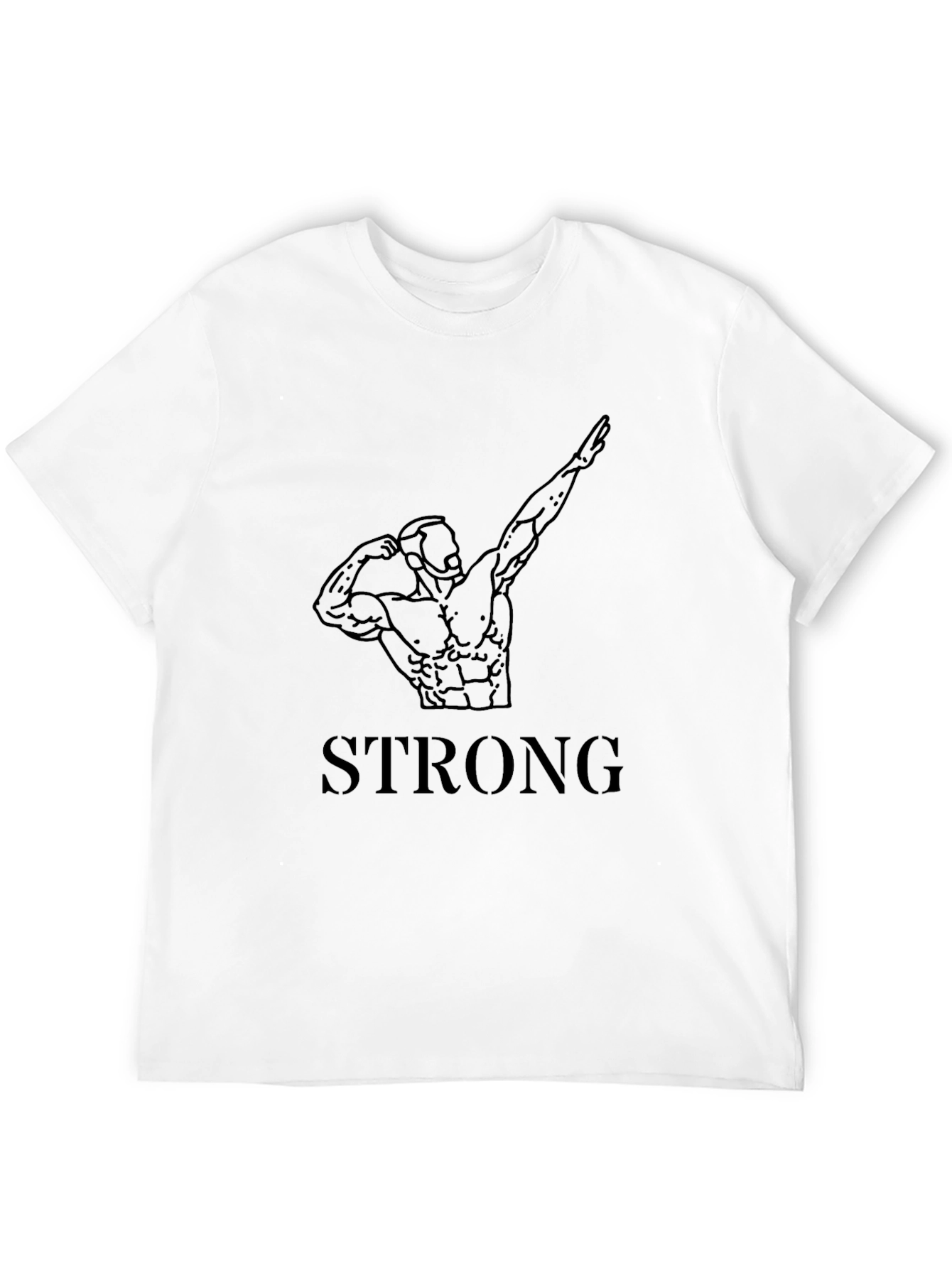 Strong Graphic Black T-Shirt - Bodybuilder Design