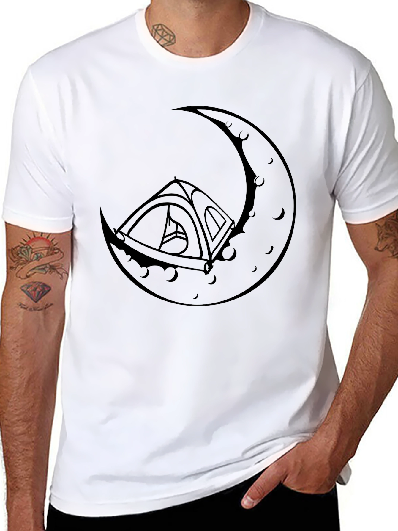Camping Moon Graphic Tee - Black