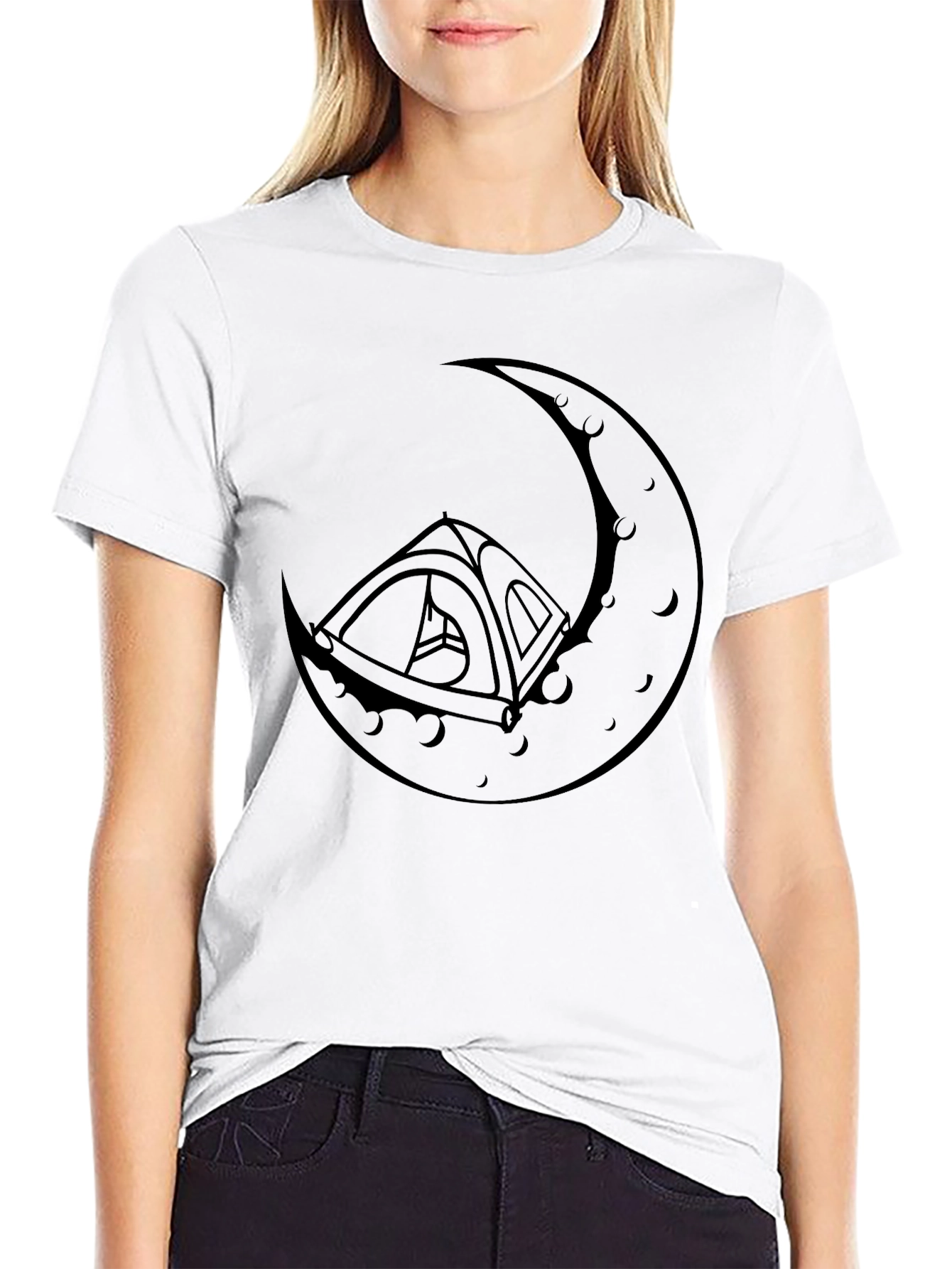 Camping Moon Graphic Tee - Black