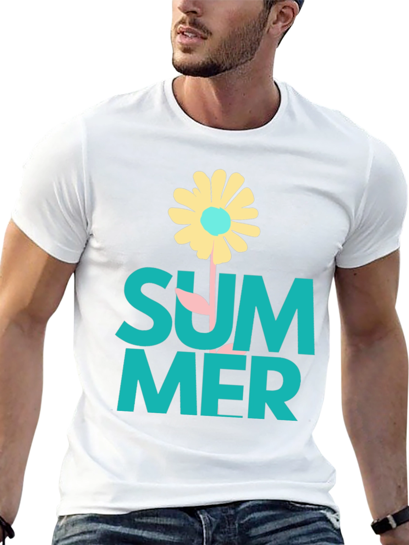 Summer Flower Graphic Tee - Black Casual T-Shirt