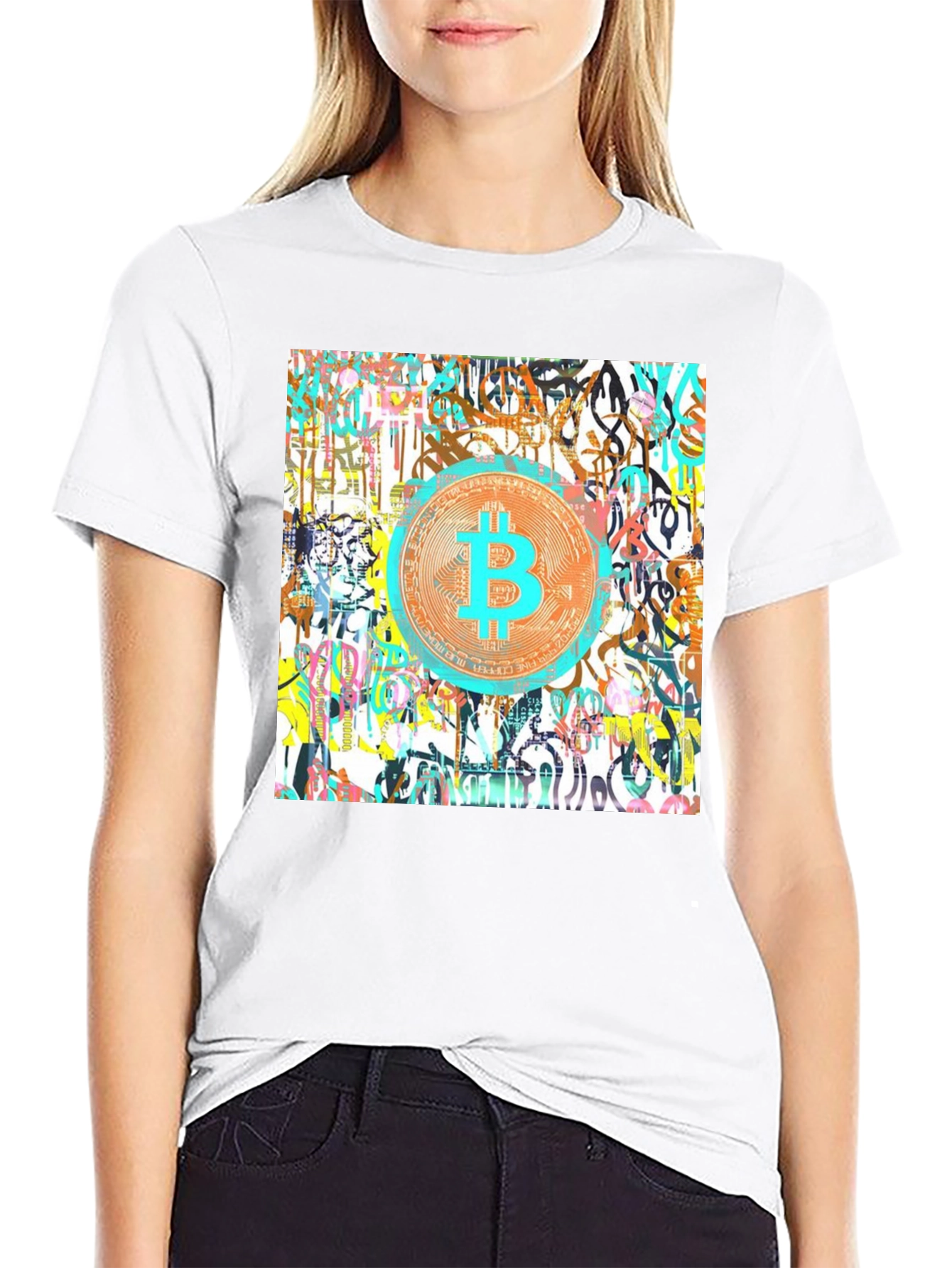 Bitcoin Graffiti Art Mens Black T-Shirt