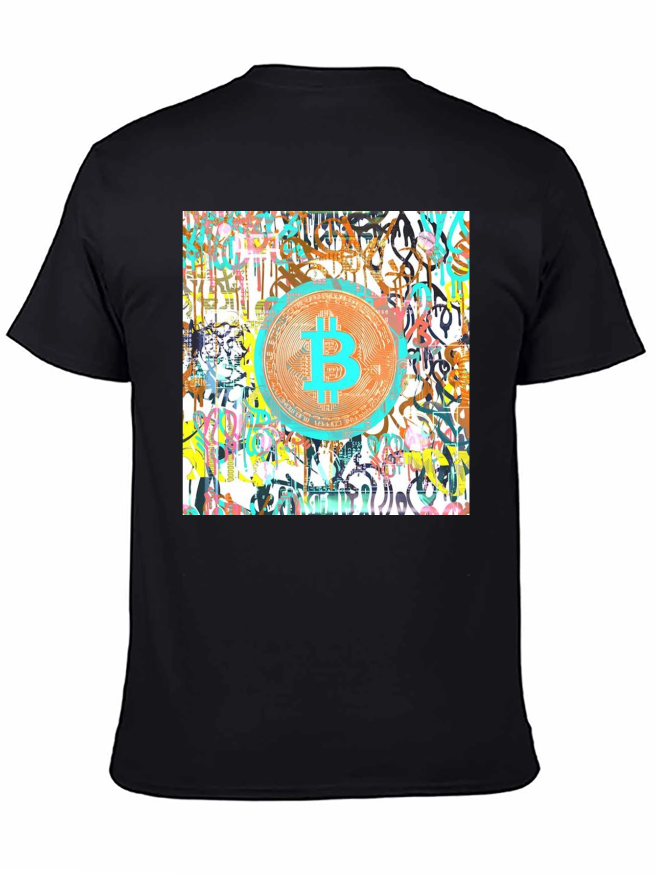 Bitcoin Graffiti Art Mens Black T-Shirt