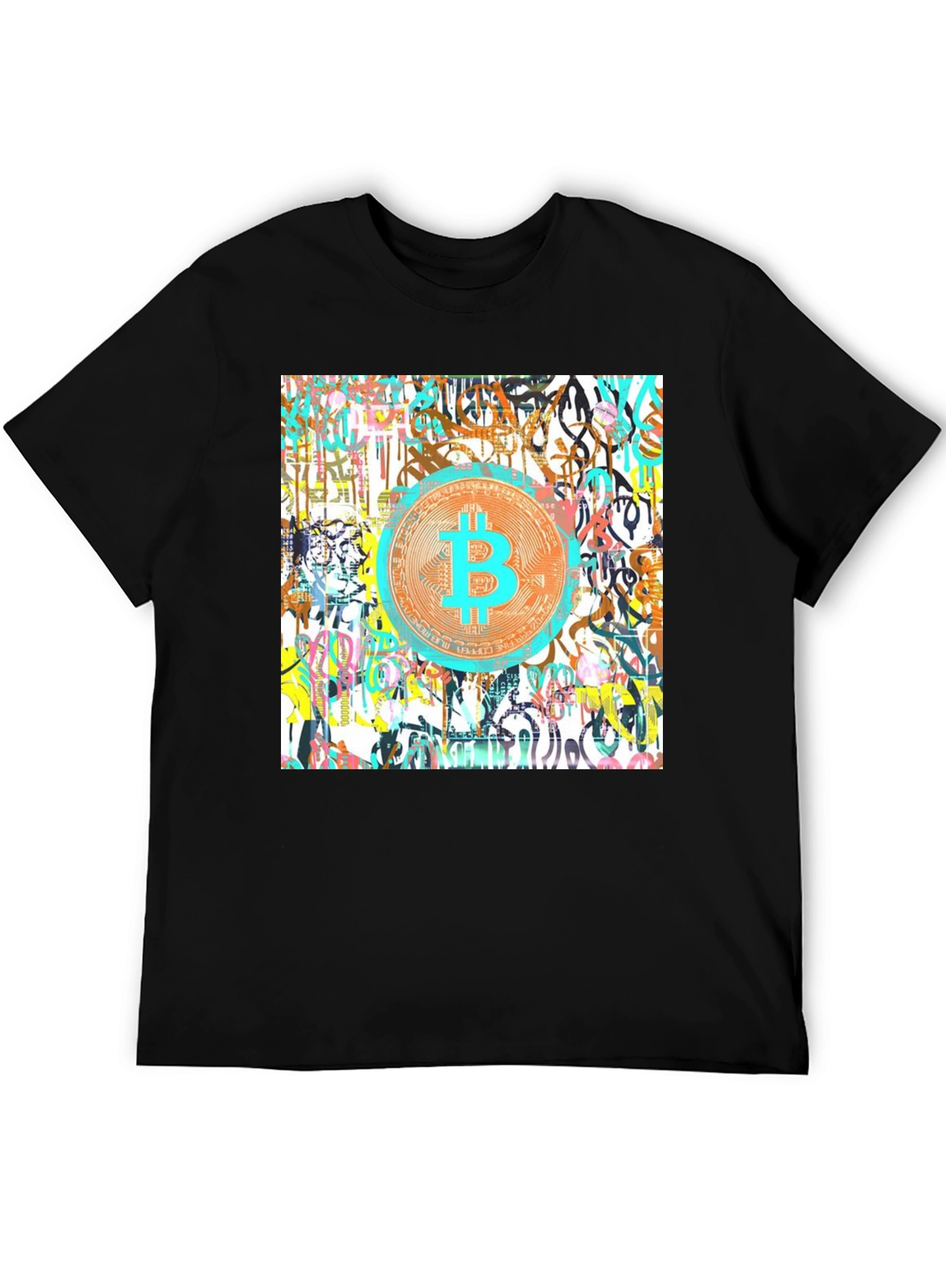 Bitcoin Graffiti Art Mens Black T-Shirt