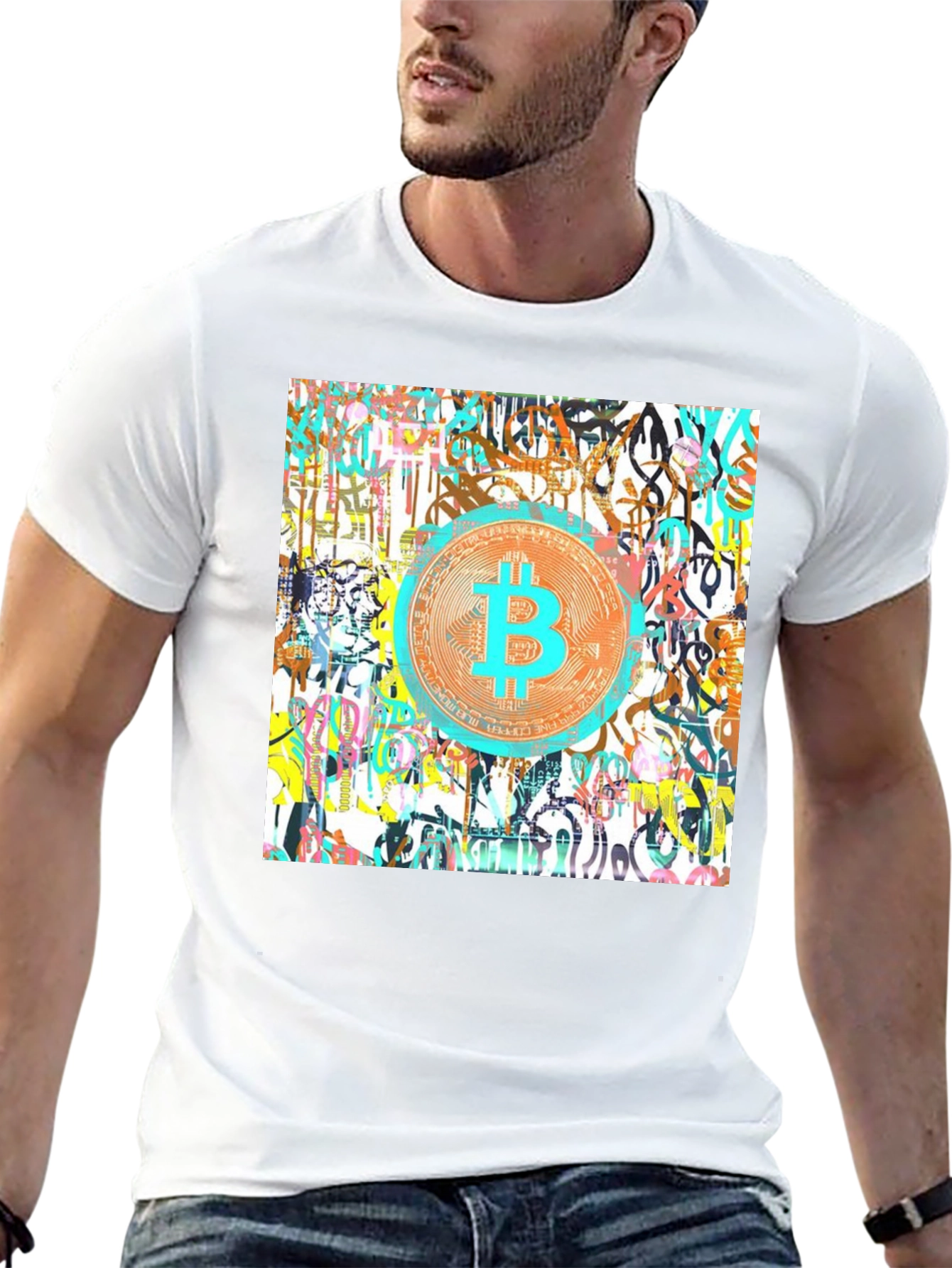 Bitcoin Graffiti Art Mens Black T-Shirt