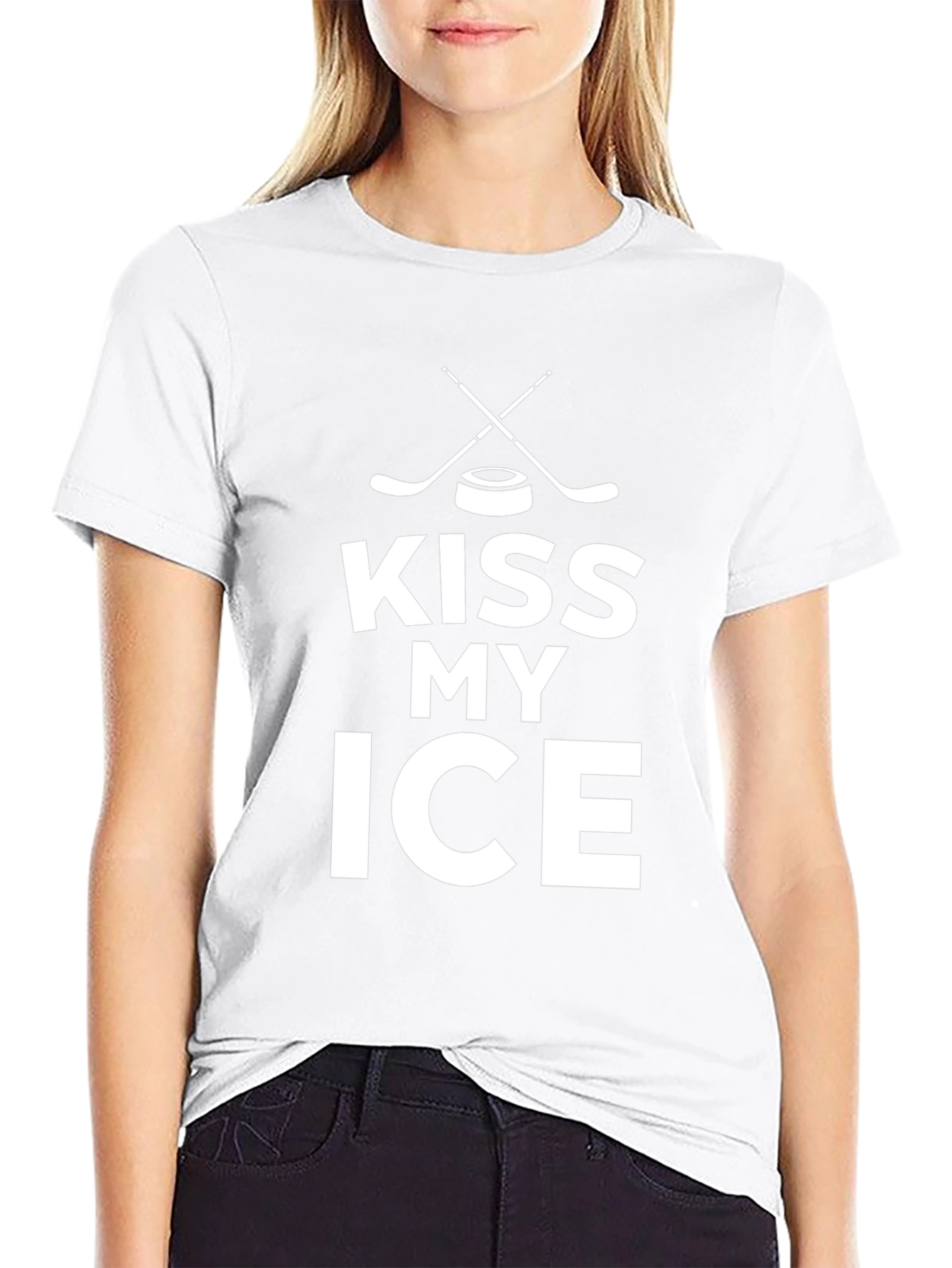 Kiss My Ice Hockey Graphic Tee - Black