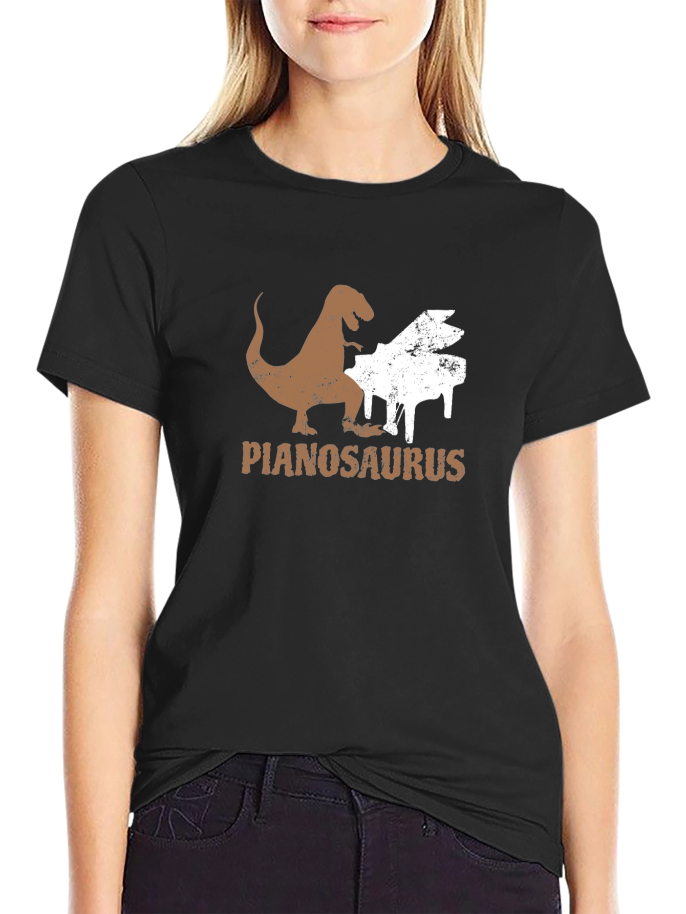 Pianosaurus T-Shirt - Dinosaur Playing Piano