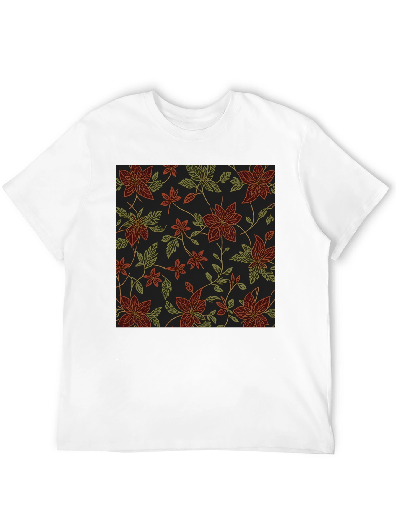 Floral Pattern Black T-Shirt