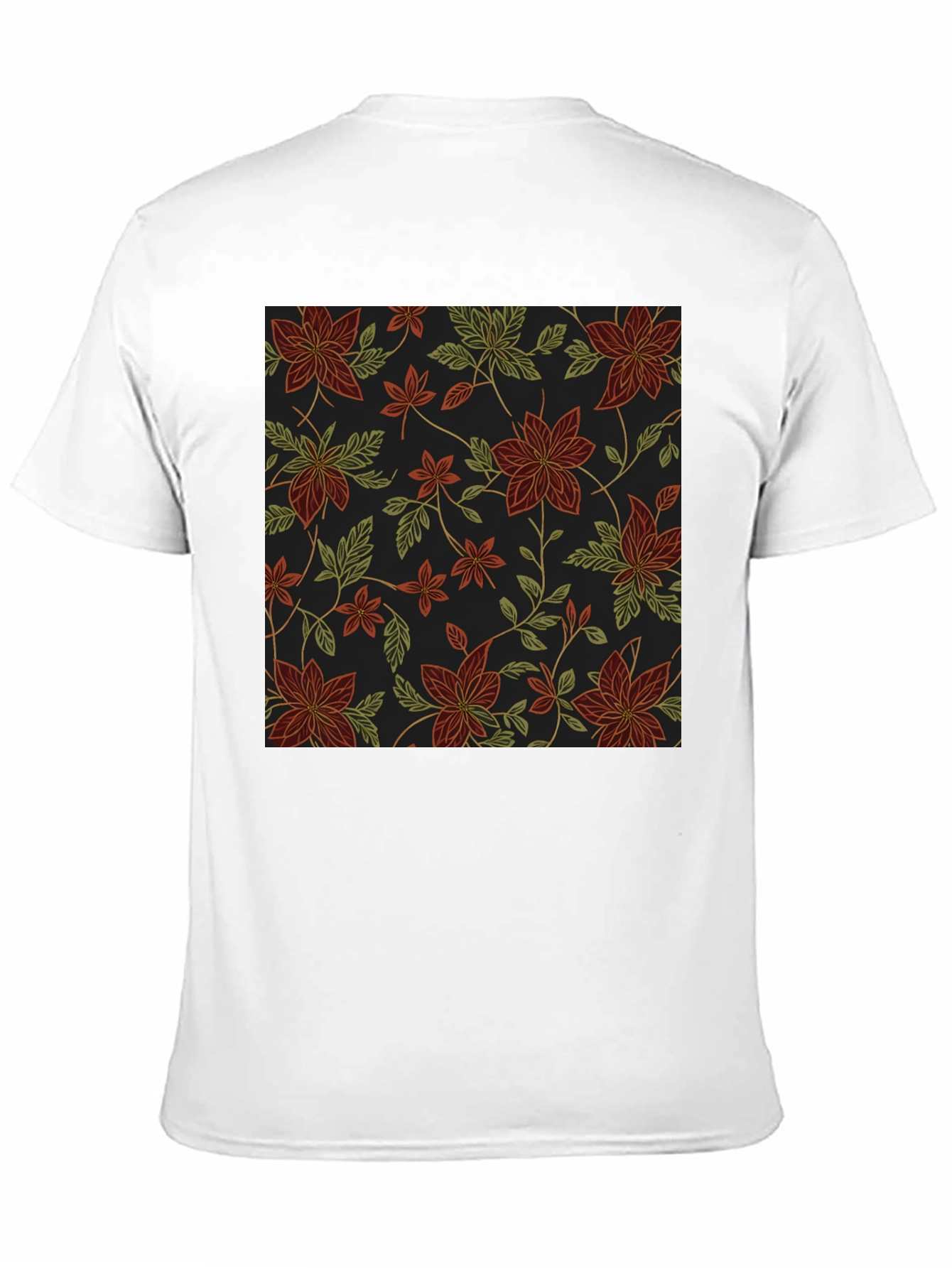 Floral Pattern Black T-Shirt