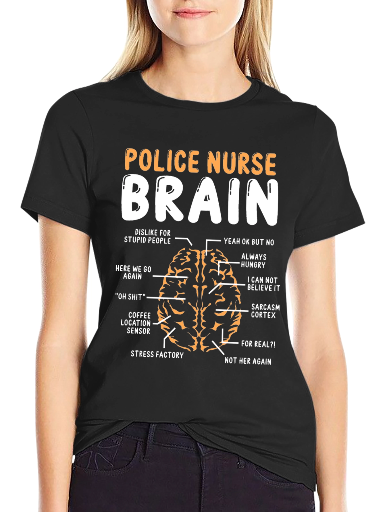Police Nurse Brain Anatomy T-Shirt - Funny Gift