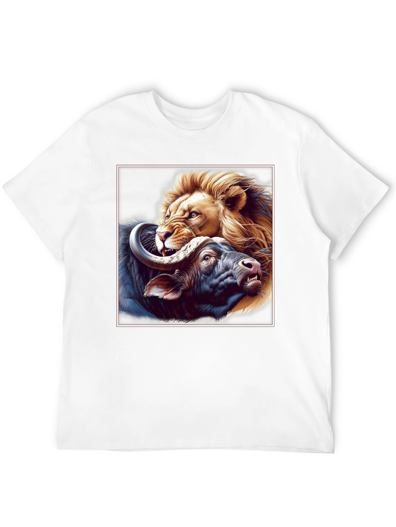 Lion vs. Buffalo Graphic Tee - Fierce Animal Print