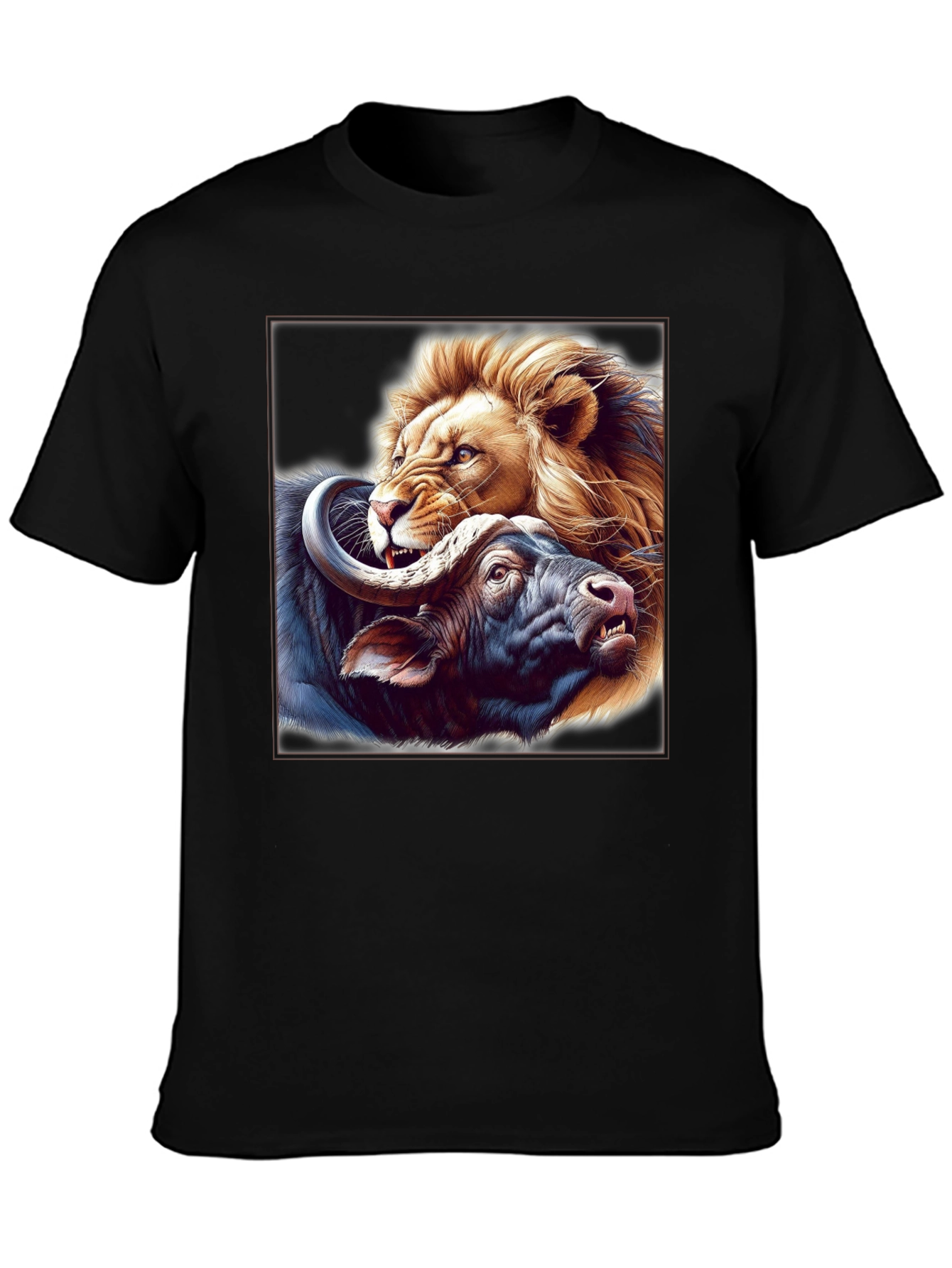 Lion vs. Buffalo Graphic Tee - Fierce Animal Print