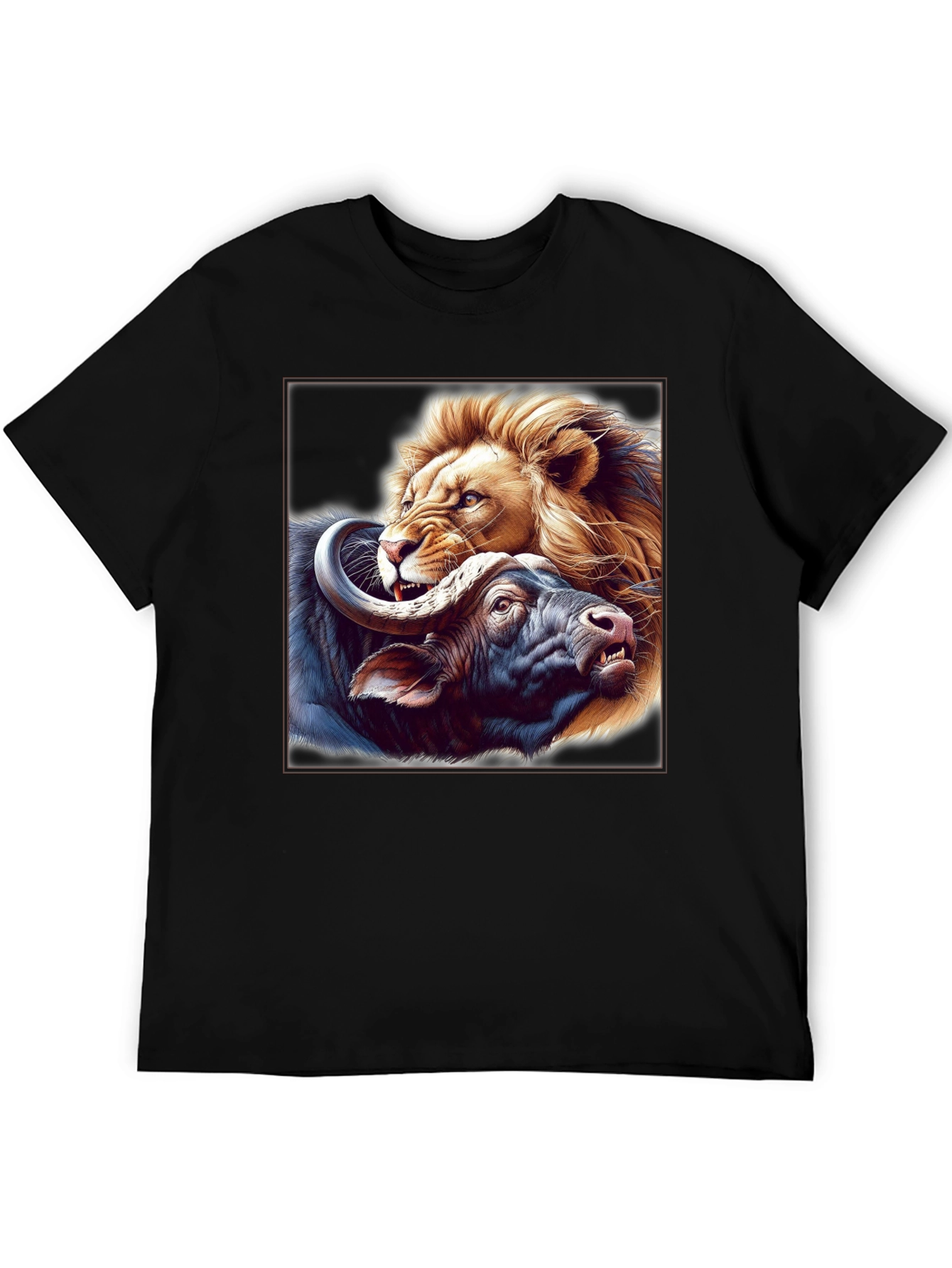 Lion vs. Buffalo Graphic Tee - Fierce Animal Print