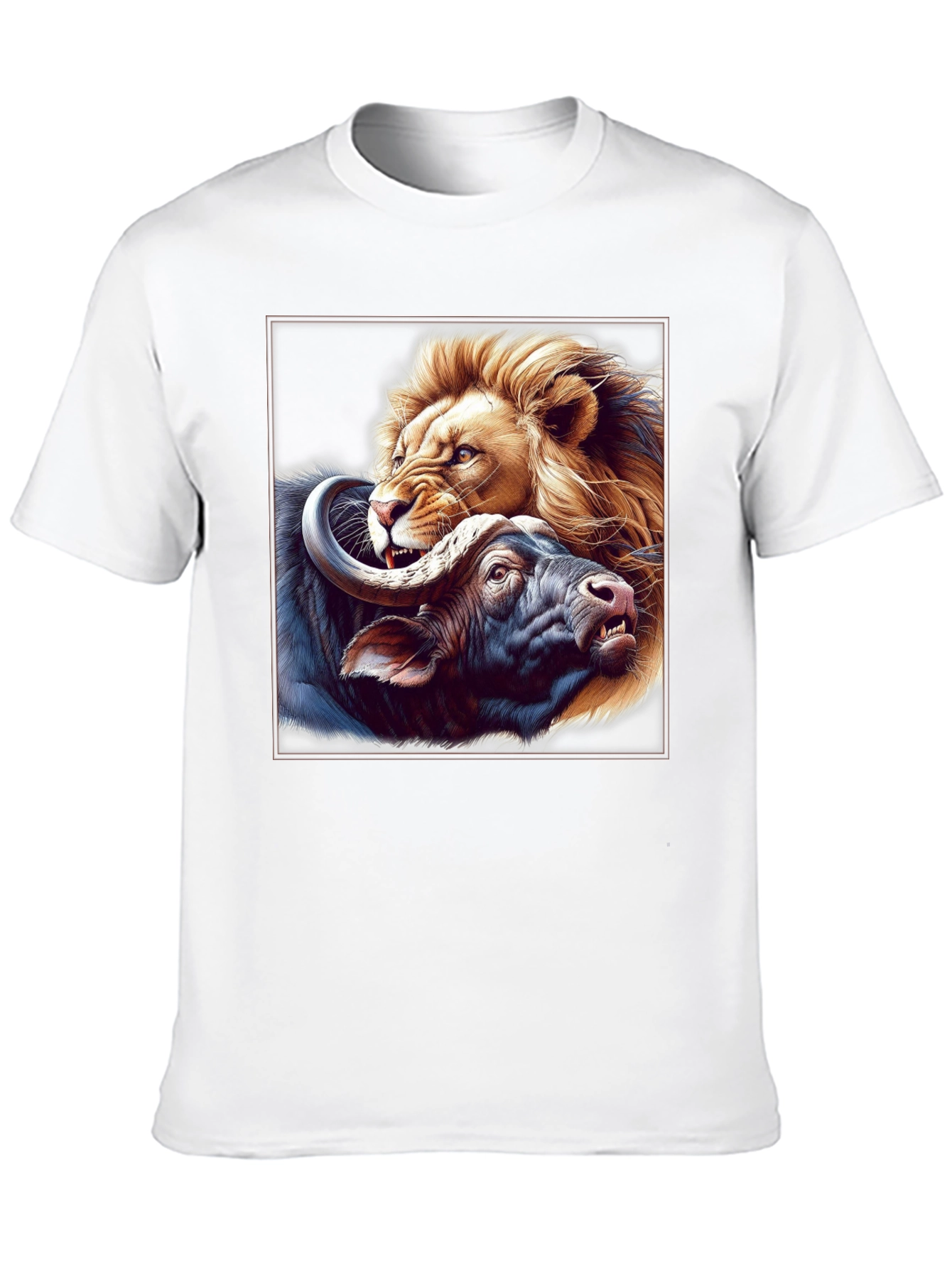 Lion vs. Buffalo Graphic Tee - Fierce Animal Print