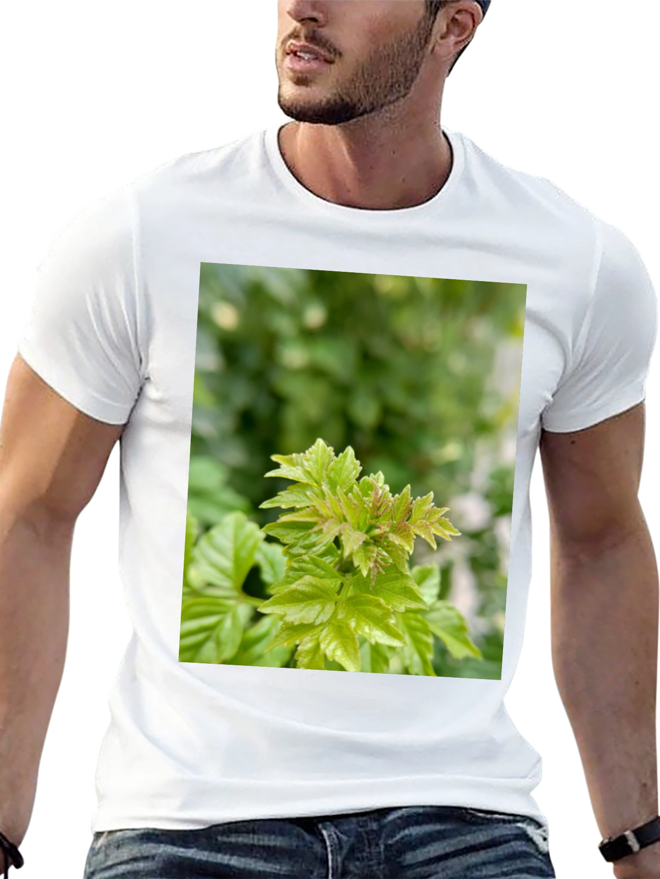 Leaf Print Black T-Shirt