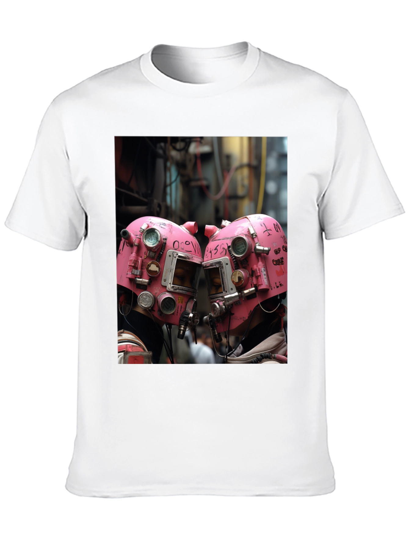 Abstract Pink Helmet Graphic Black Tee