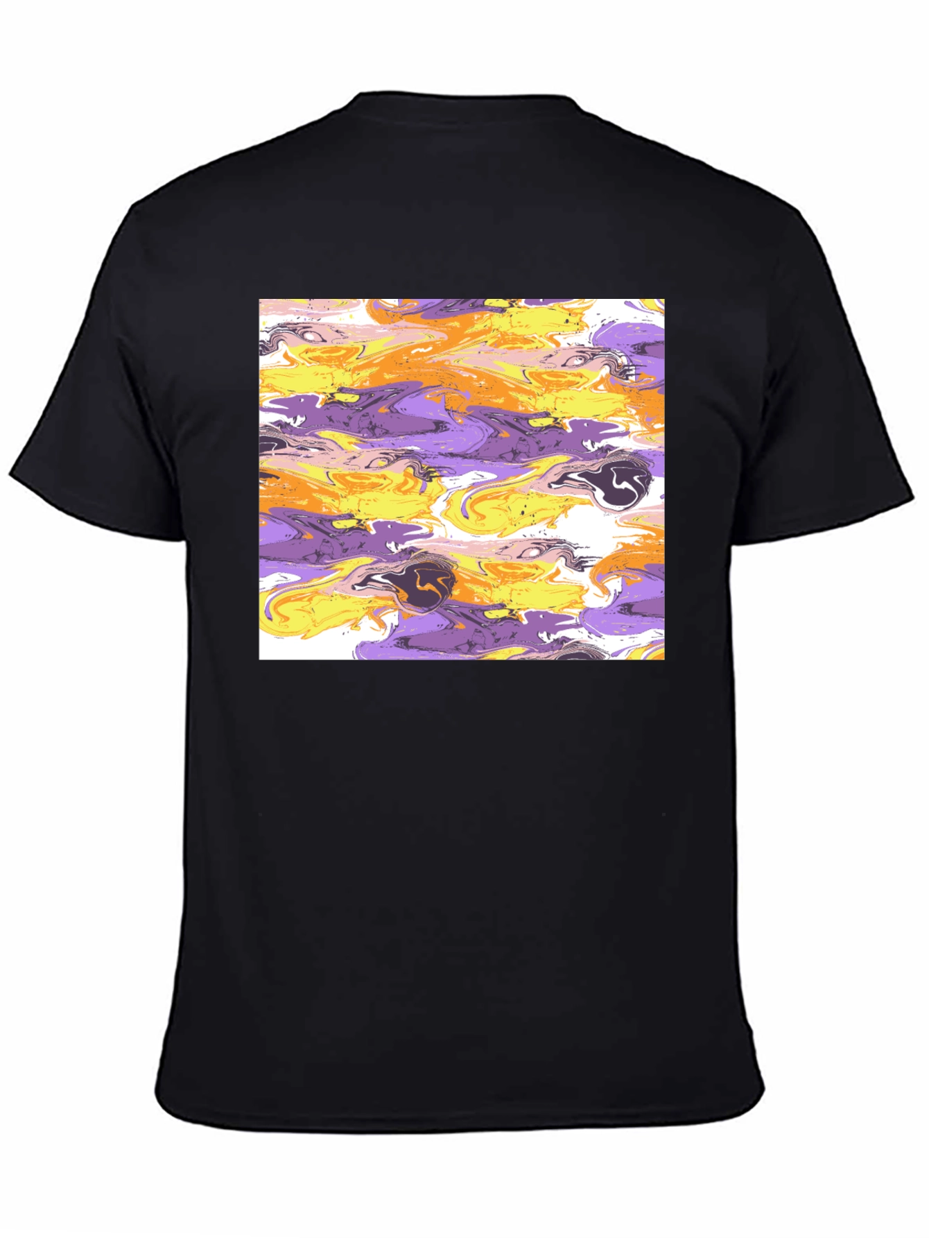 Abstract Swirl Graphic Black T-Shirt