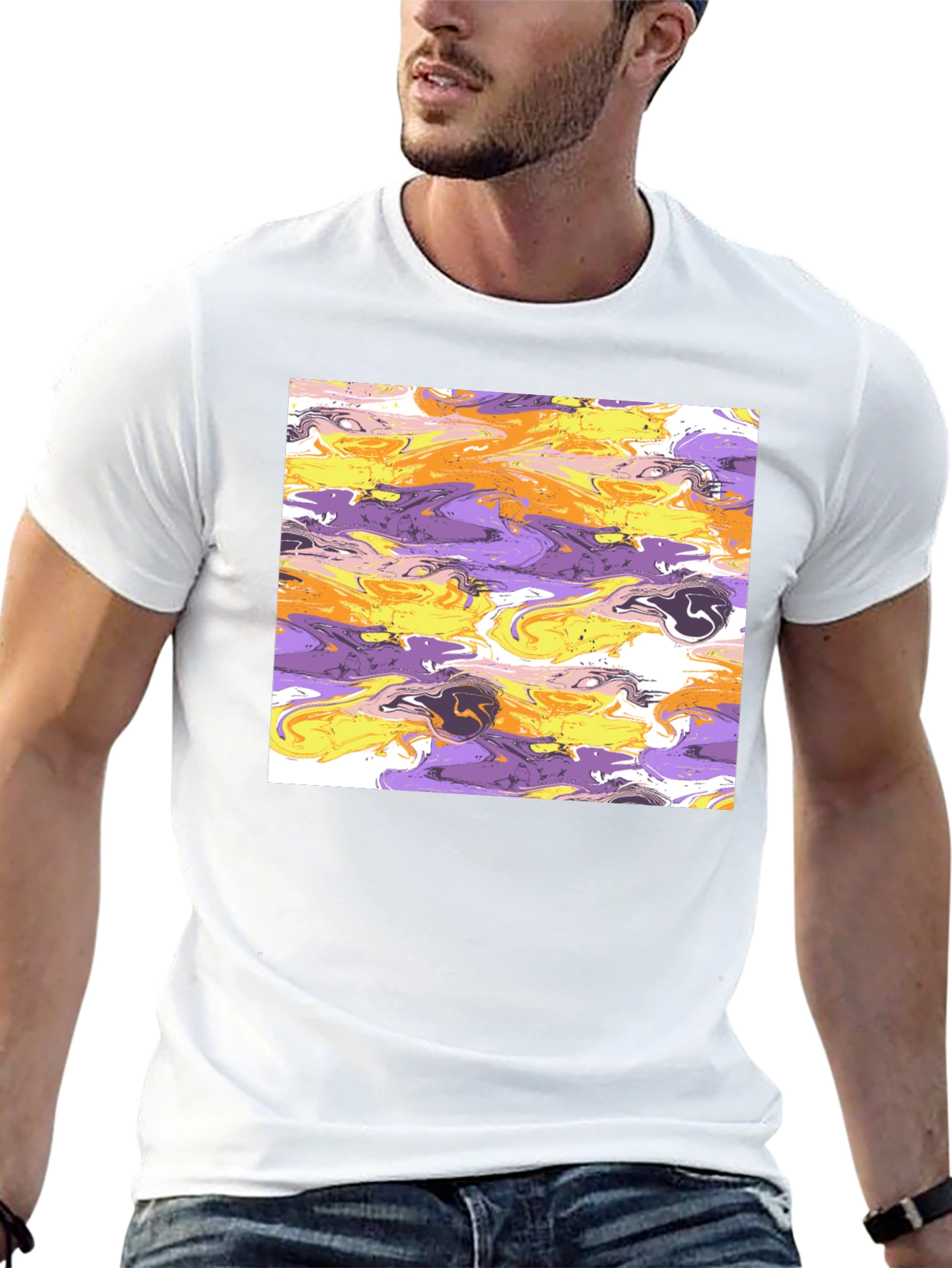 Abstract Swirl Graphic Black T-Shirt