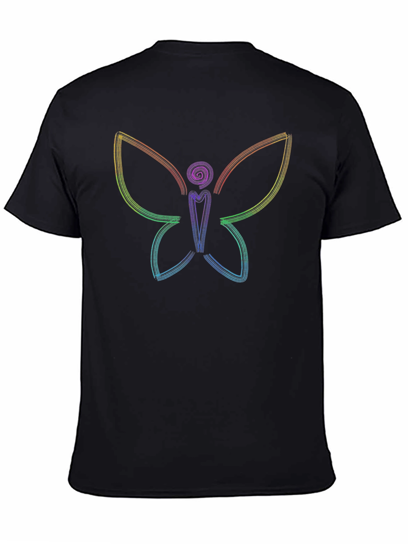 Rainbow Butterfly Graphic T-Shirt - Black