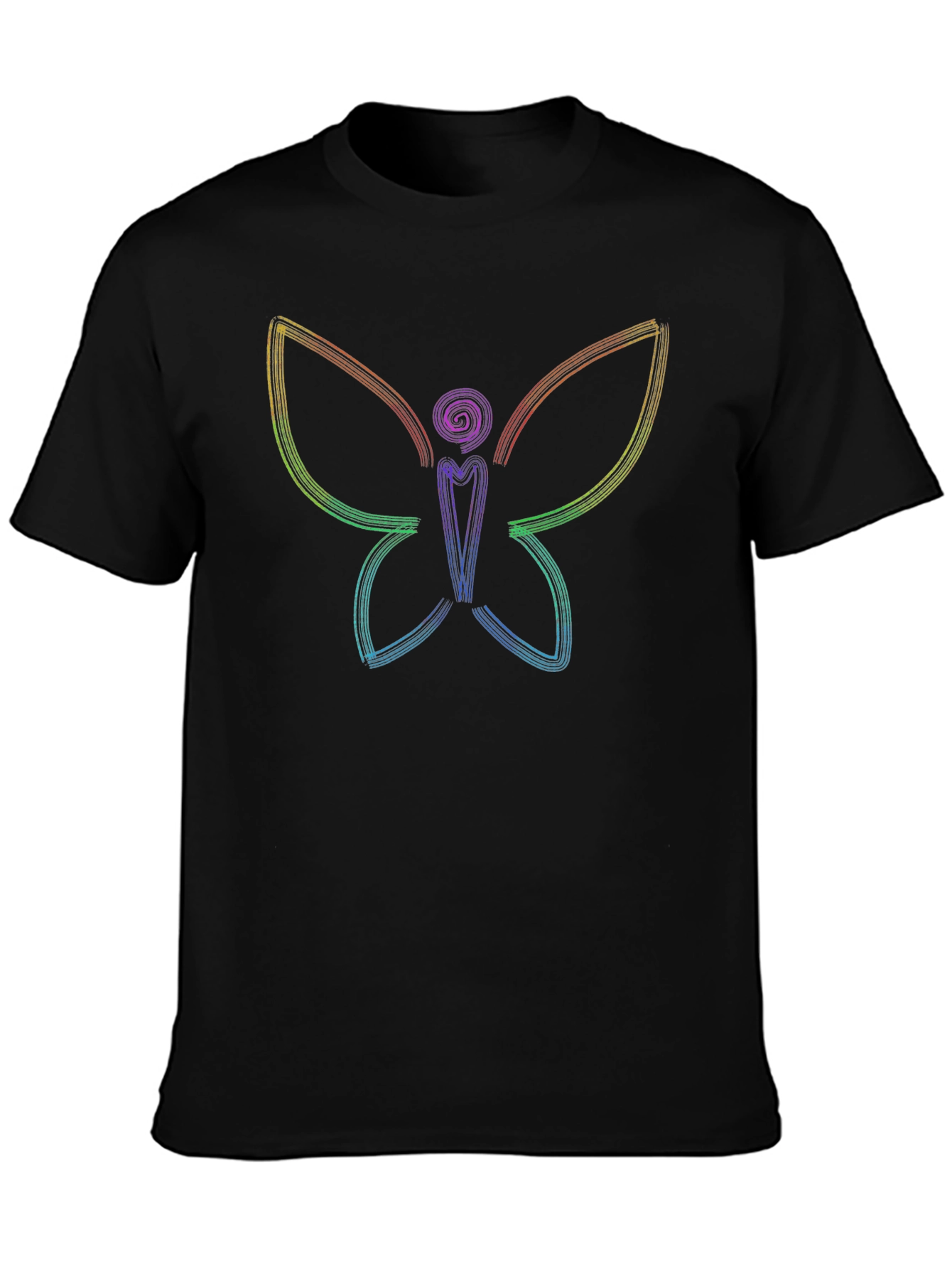Rainbow Butterfly Graphic T-Shirt - Black