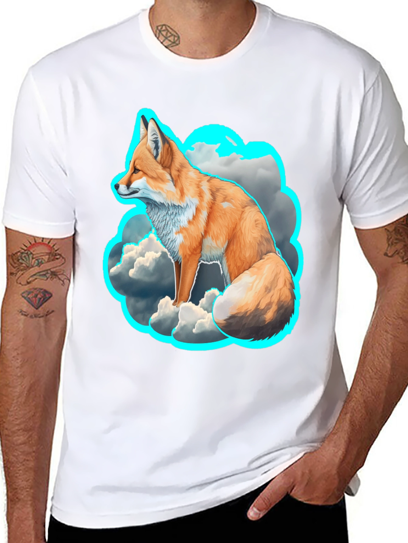 Fox in the Clouds Graphic Tee - Unique Design