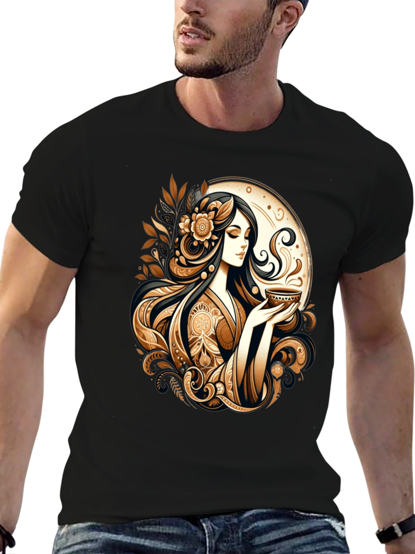 Elegant Woman Tea Art Graphic Tee